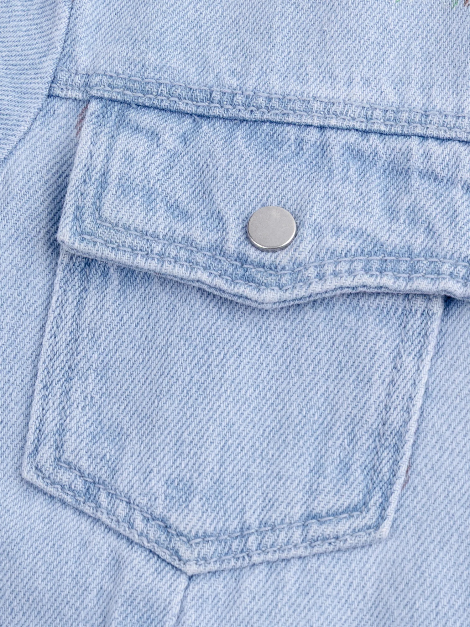 Abito in denim azzurro con stampa arcobaleno per ragazze - Image 6
