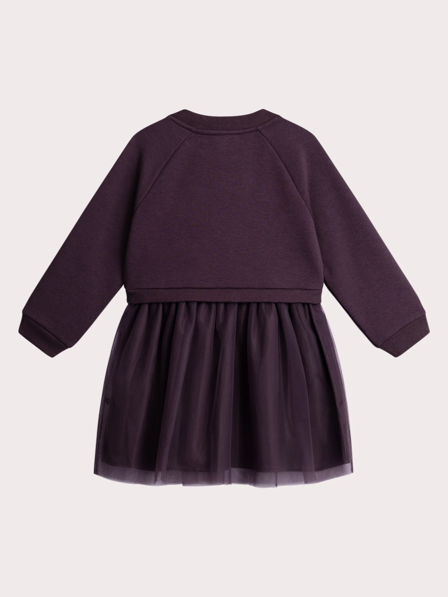 Abito in felpa viola con tulle per ragazze - Image 4