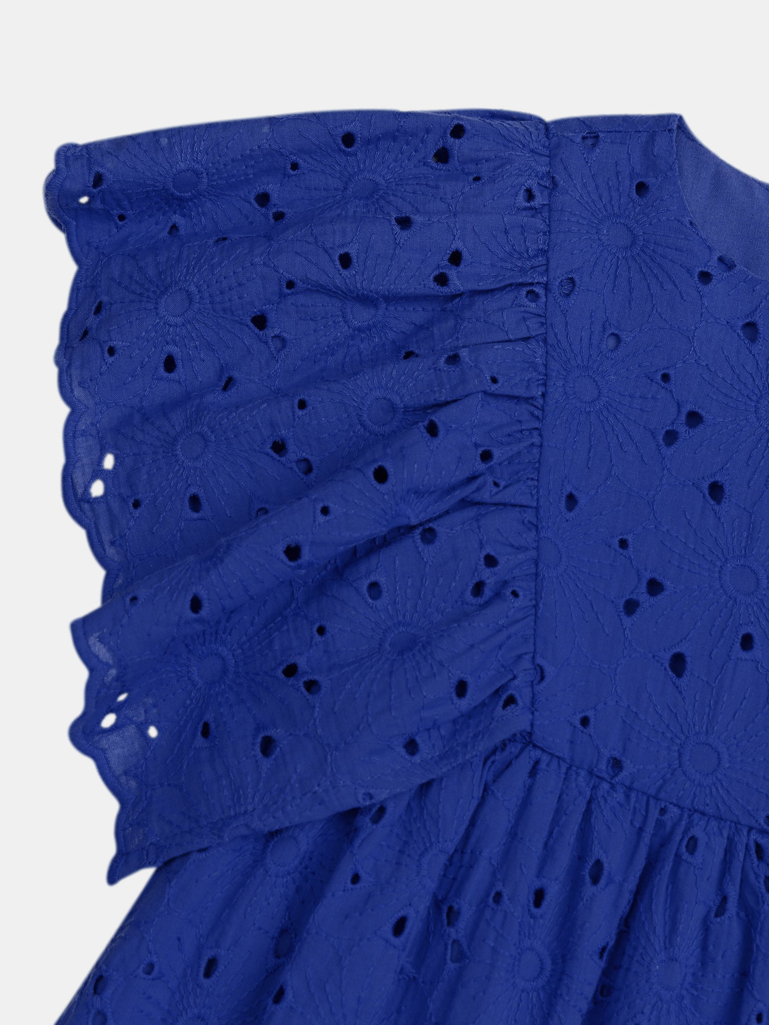 Vestito blu in pizzo sangallo per bambina - Image 2