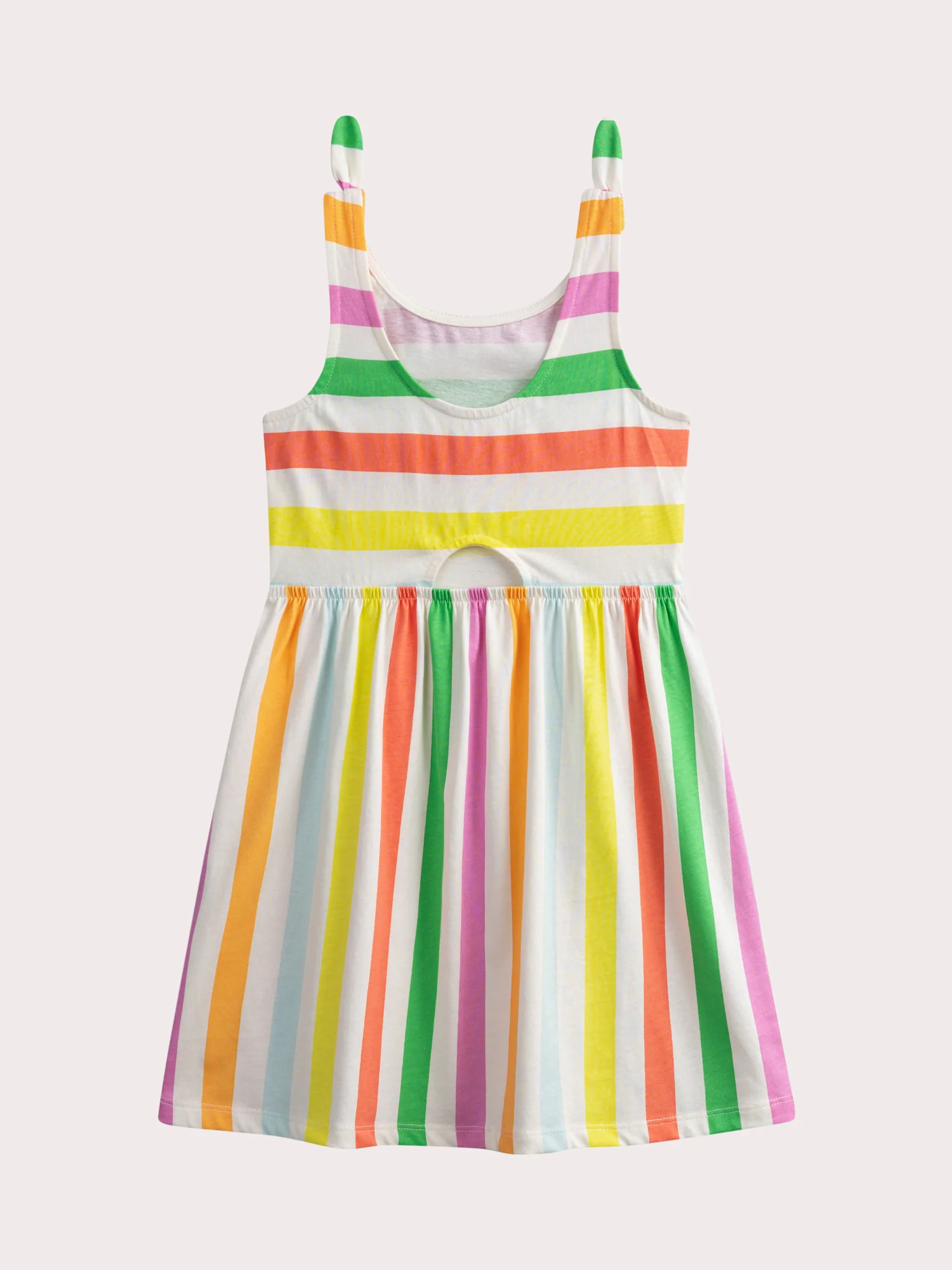 Abito con spalline e nodo in strisce multicolori - Image 3