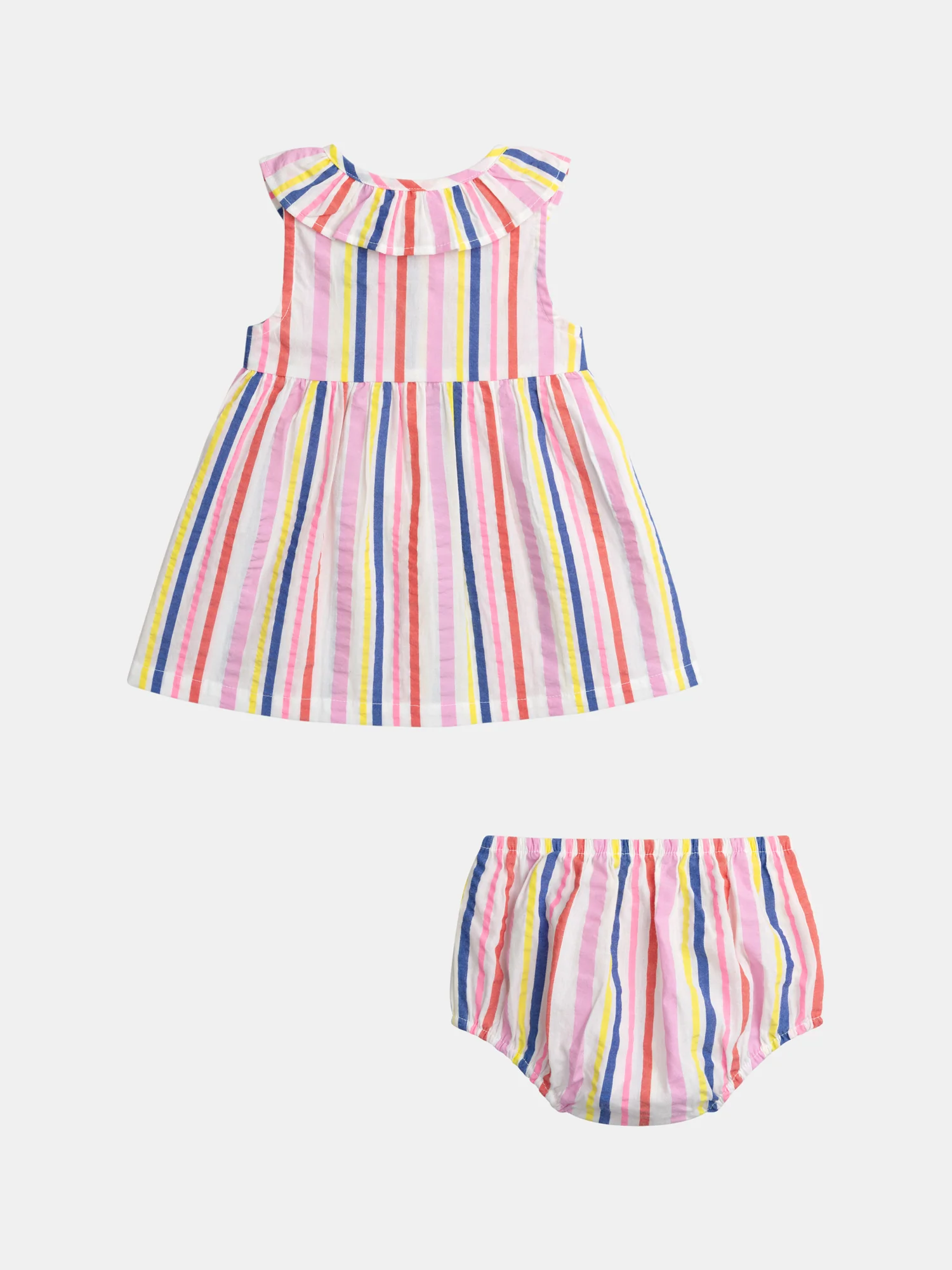 Abito a righe multicolore con colletto arricciato per bambina - Image 11