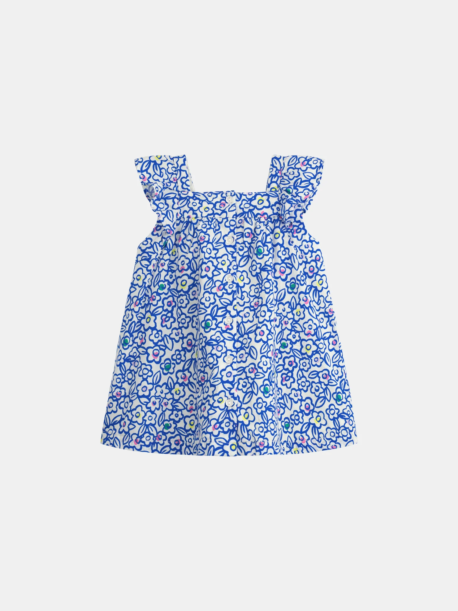 Abito blu a fiori e culotte abbinata per bambina - Image 4