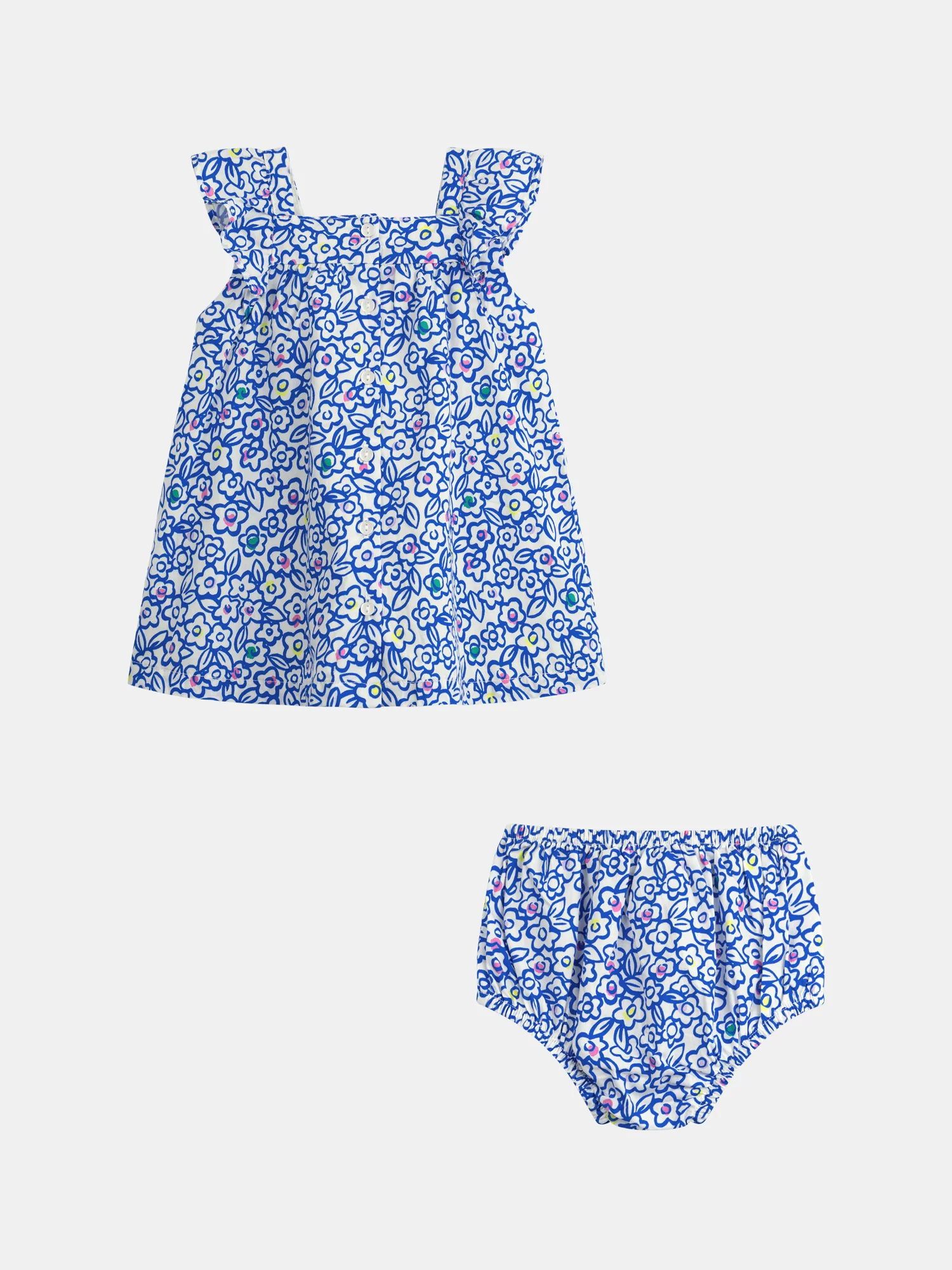 Abito blu a fiori e culotte abbinata per bambina - Image 8