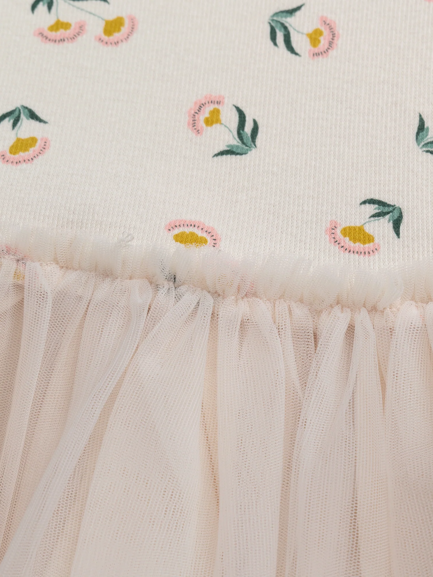 Abito Ecru in Rib e Tulle - Image 3