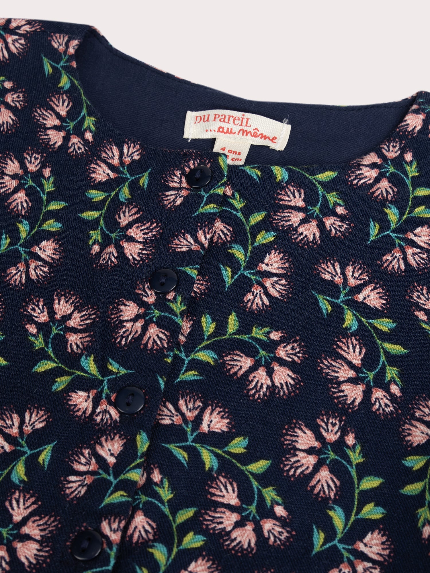 Abito marina con stampa patchwork floreale per ragazze - Image 2