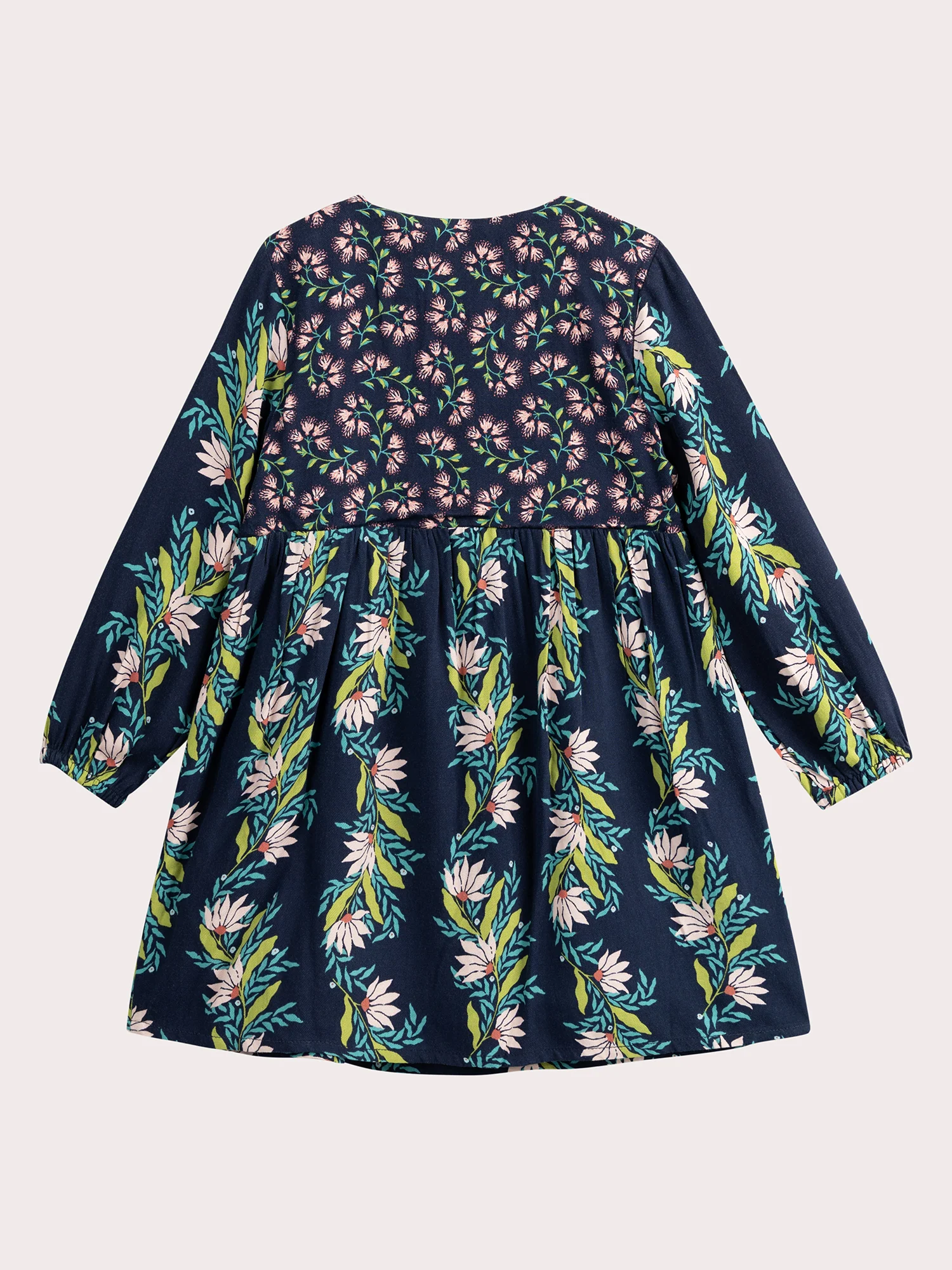 Abito marina con stampa patchwork floreale per ragazze - Image 3