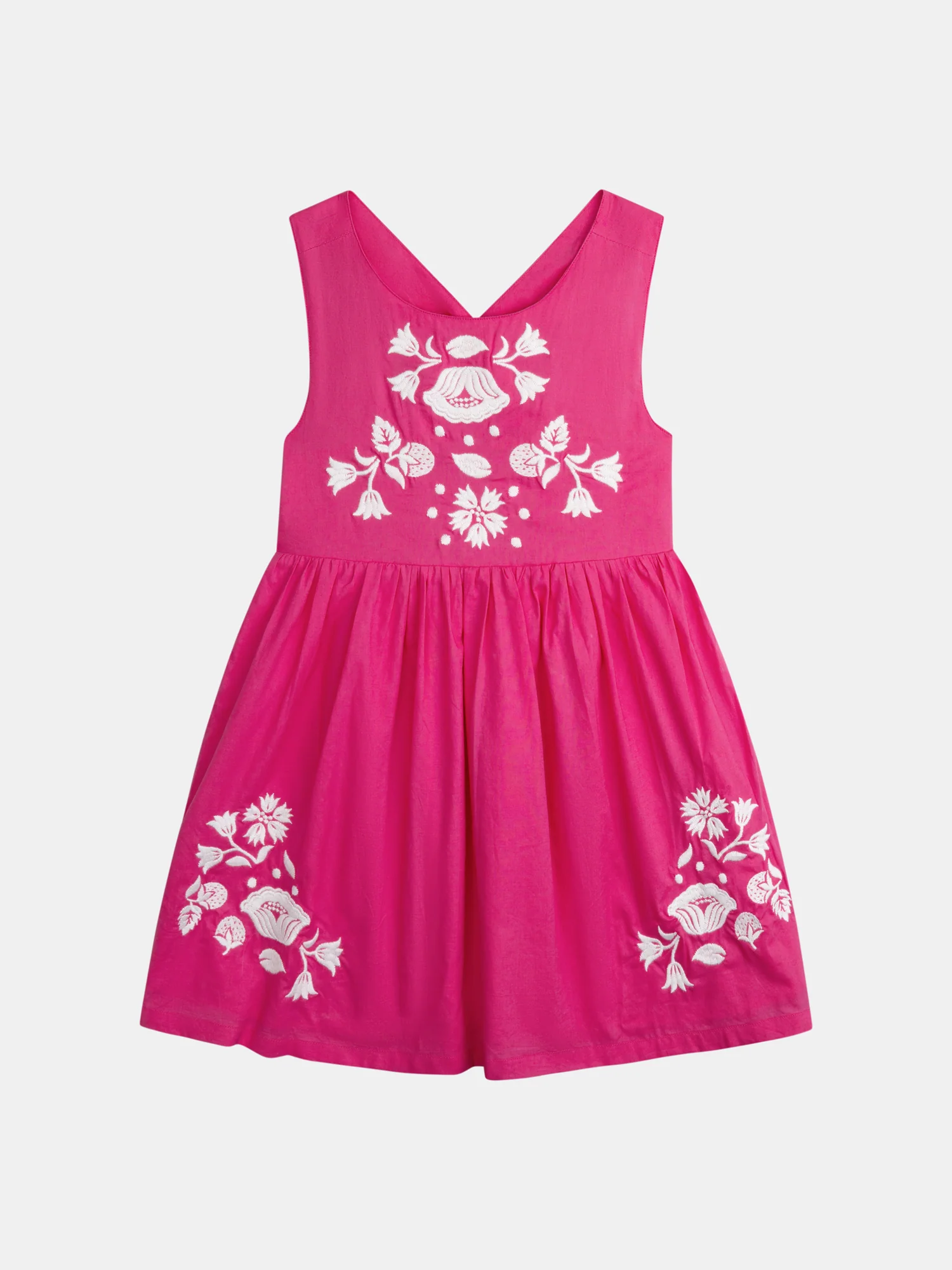 Abito rosa con ricami floreali per ragazze
