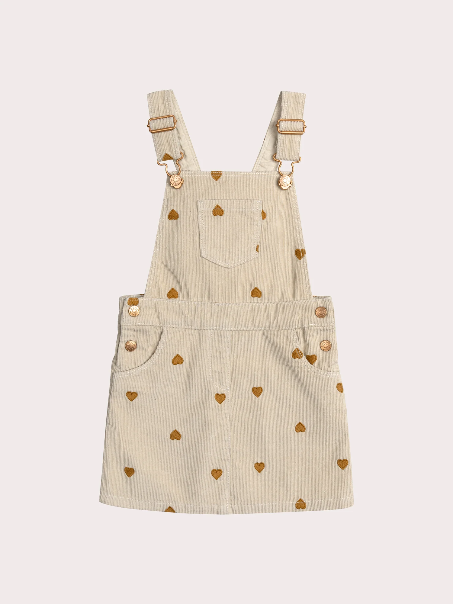 Abito salopette in velour con stampa cuori