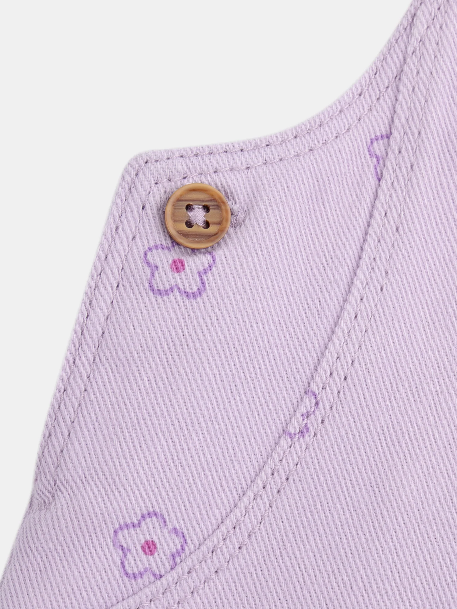 Abito salopette rosa lavanda con stampa floreale per bambina - Image 3
