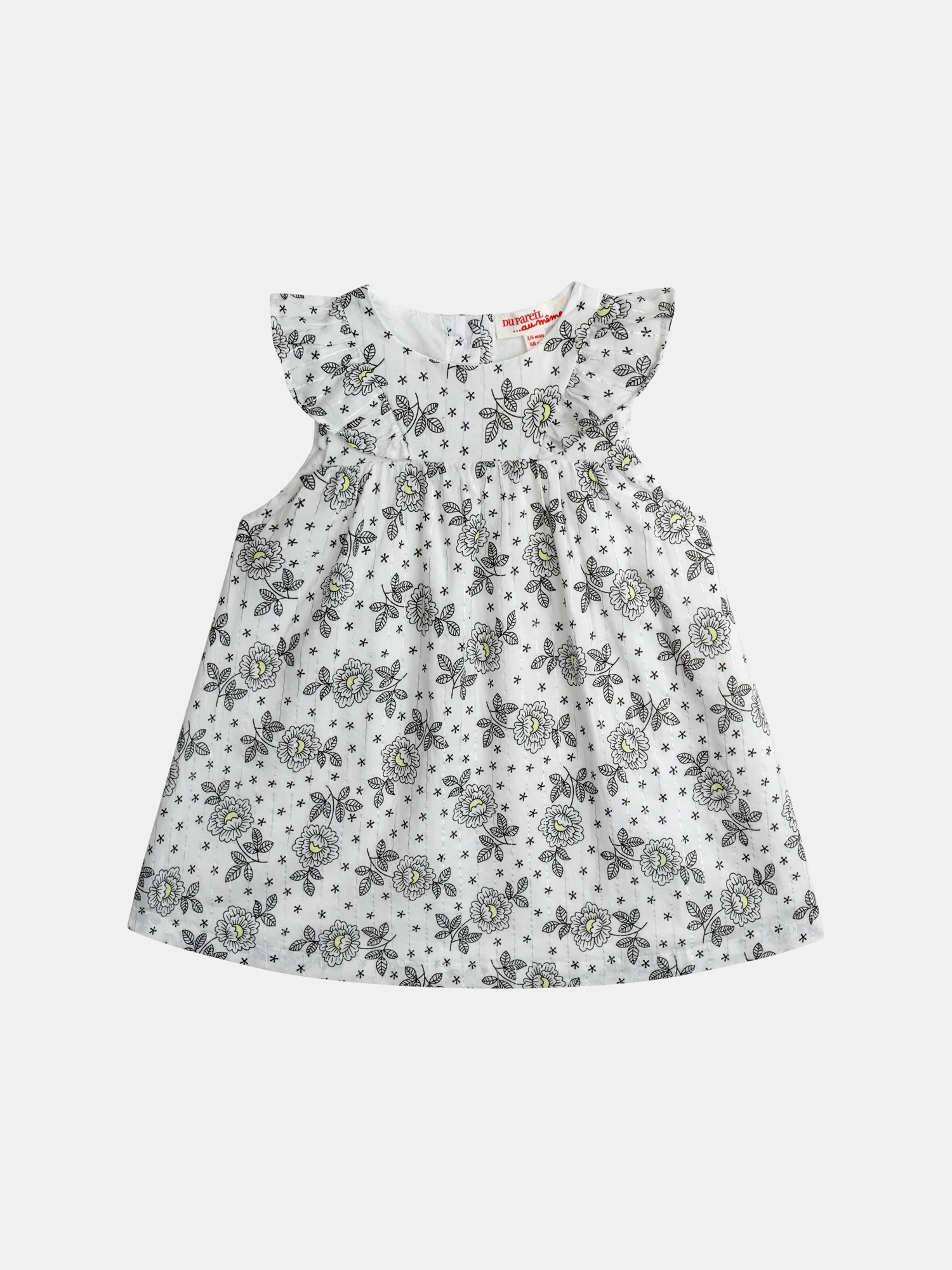 Abito floreale per bambina con spalle a volant e bloomer coordinato - Image 4