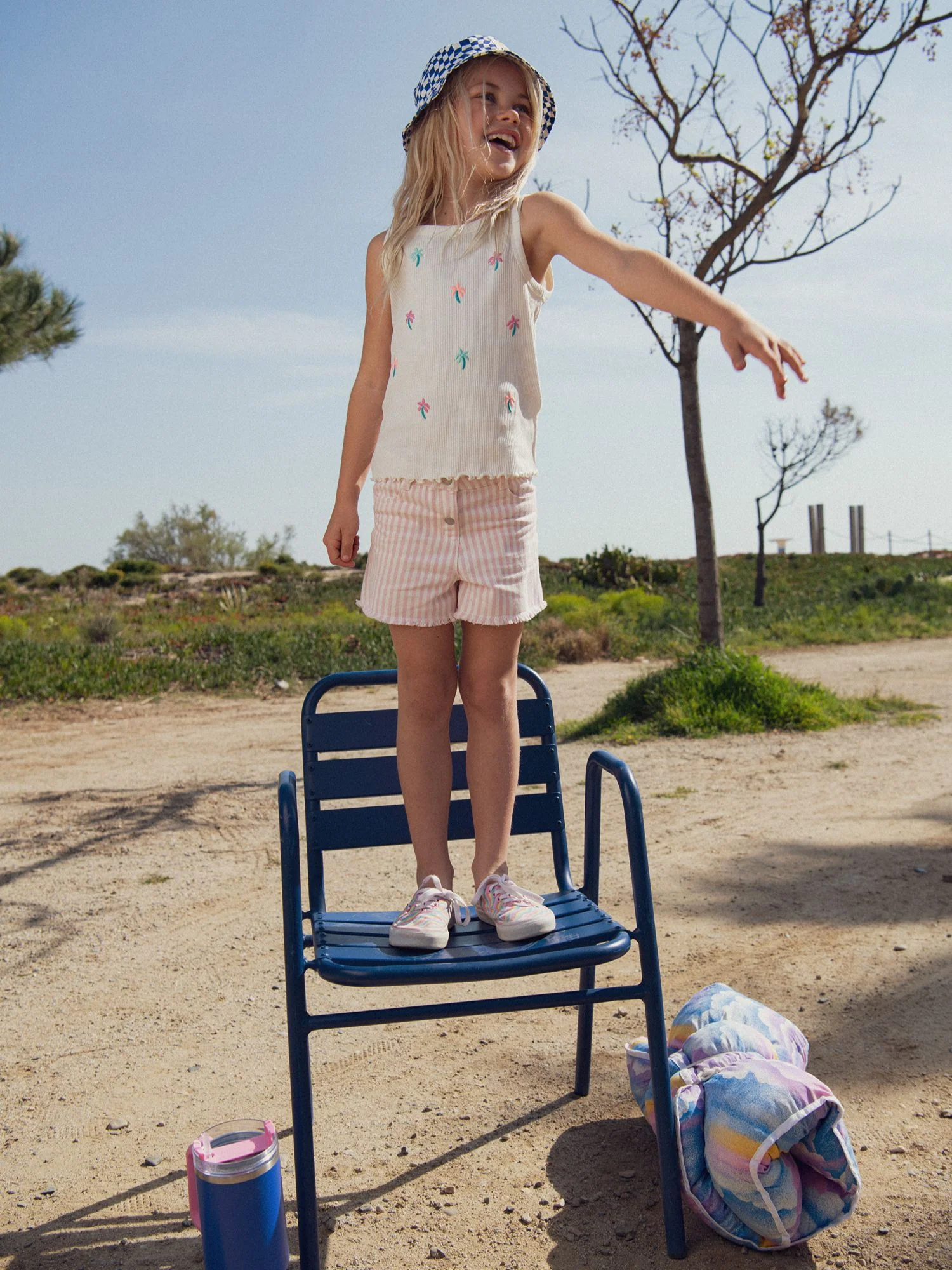 Short a righe rosa e ecru per ragazze - Image 2