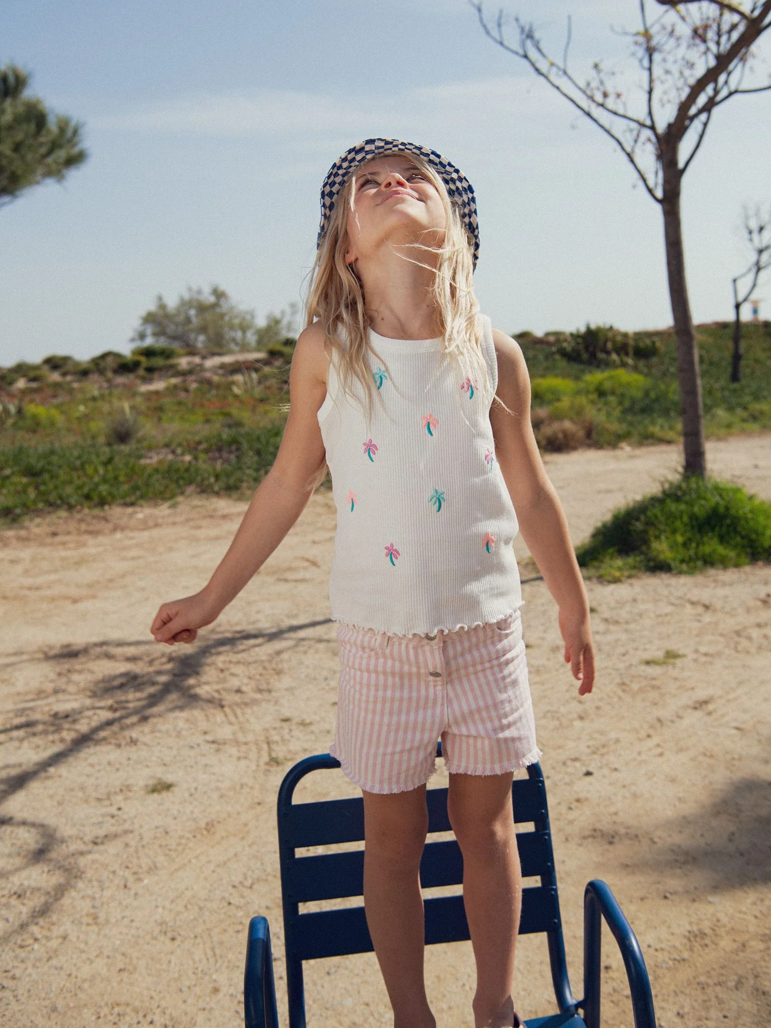 Short a righe rosa e ecru per ragazze - Image 3