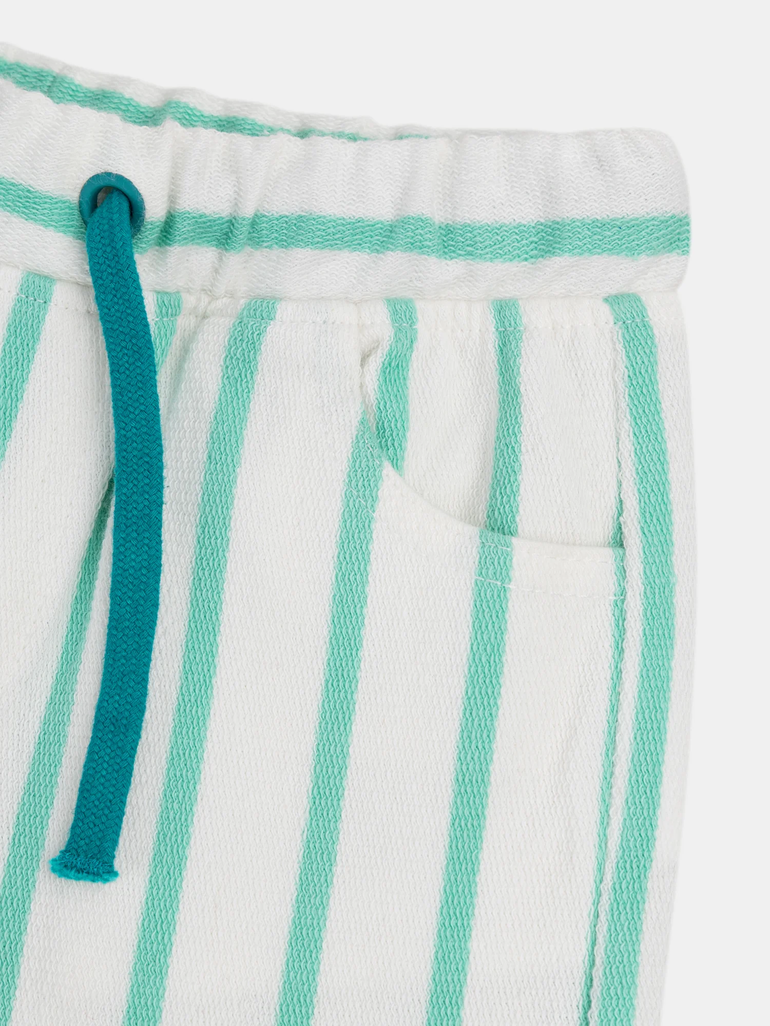 Bermuda a righe verde acqua con tasca "Pesce" per bambino - Image 2
