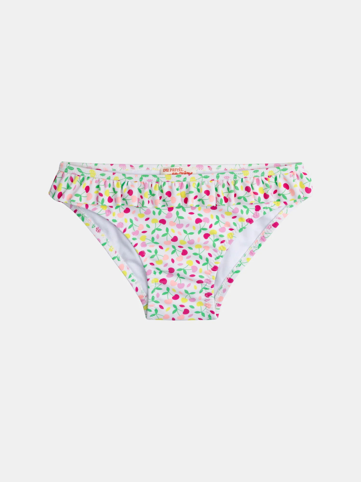 Costume da bagno ecru a due pezzi con stampa di ciliegie per ragazze - Image 5