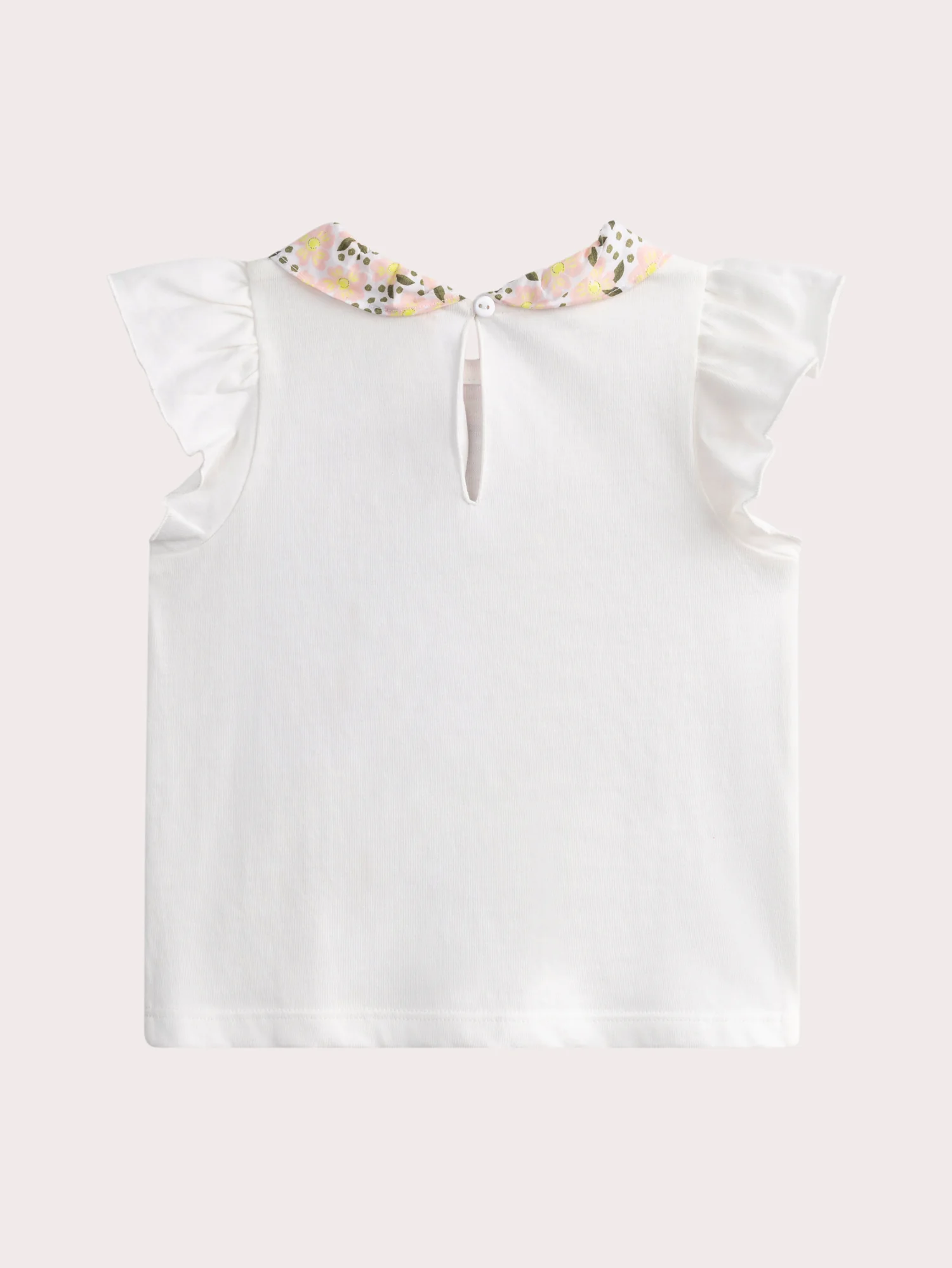 Blusa Ecru con Collo in Voile per Bebe Ragazza - Image 3