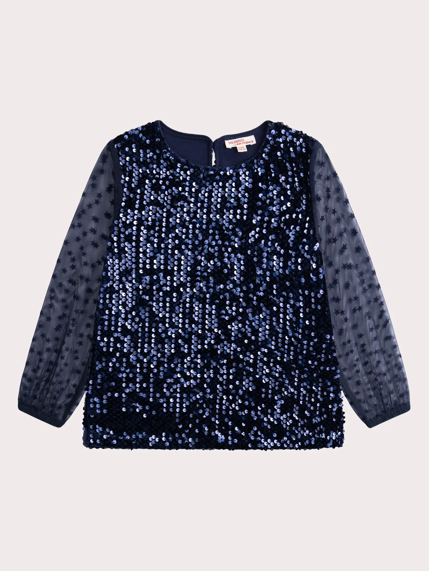 Blusa con paillettes e maniche in organza per ragazze
