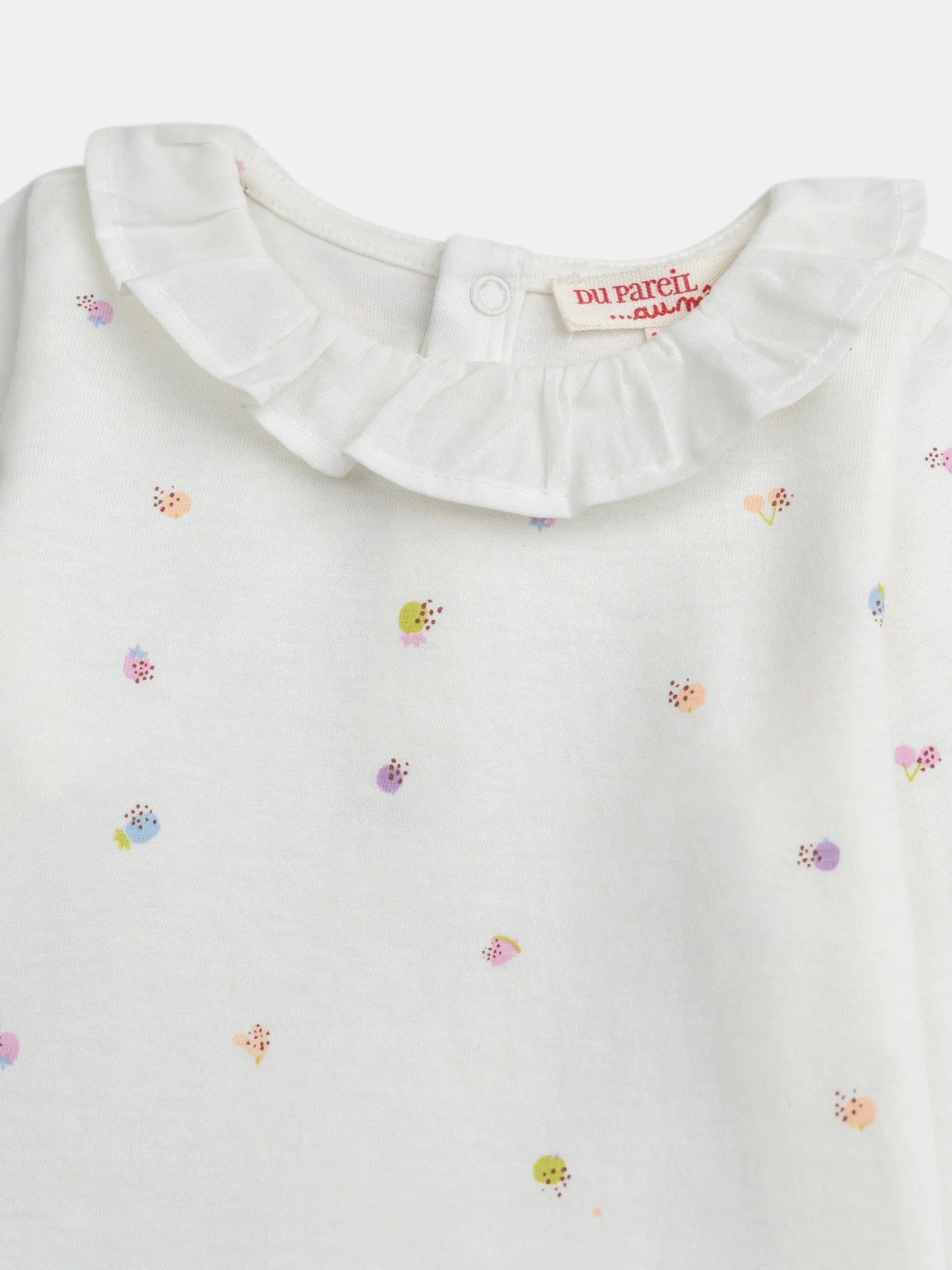 Blusa Crema con Collo Volante e Stampa di Frutta per Baby Girl - Image 2