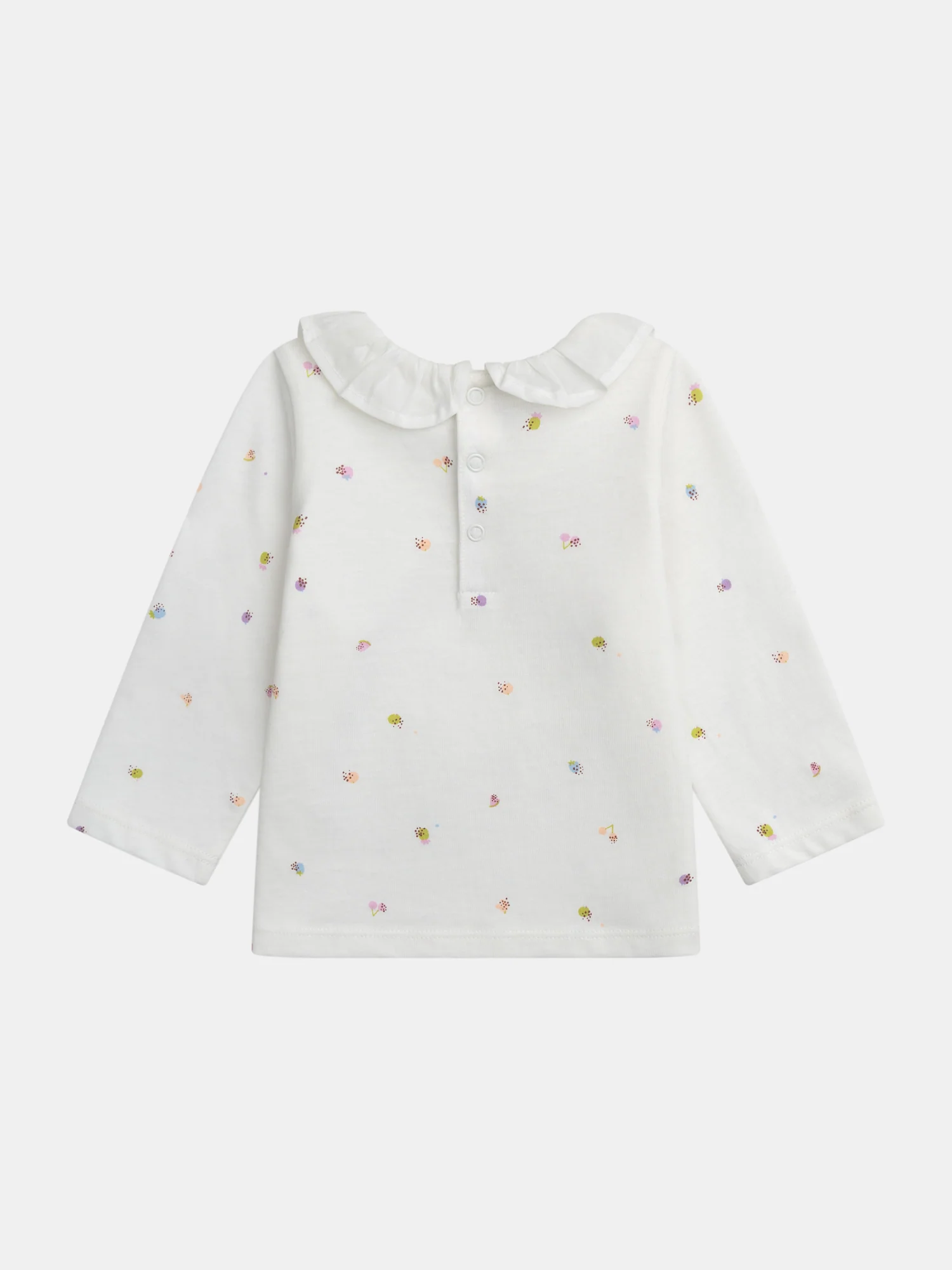 Blusa Crema con Collo Volante e Stampa di Frutta per Baby Girl - Image 3