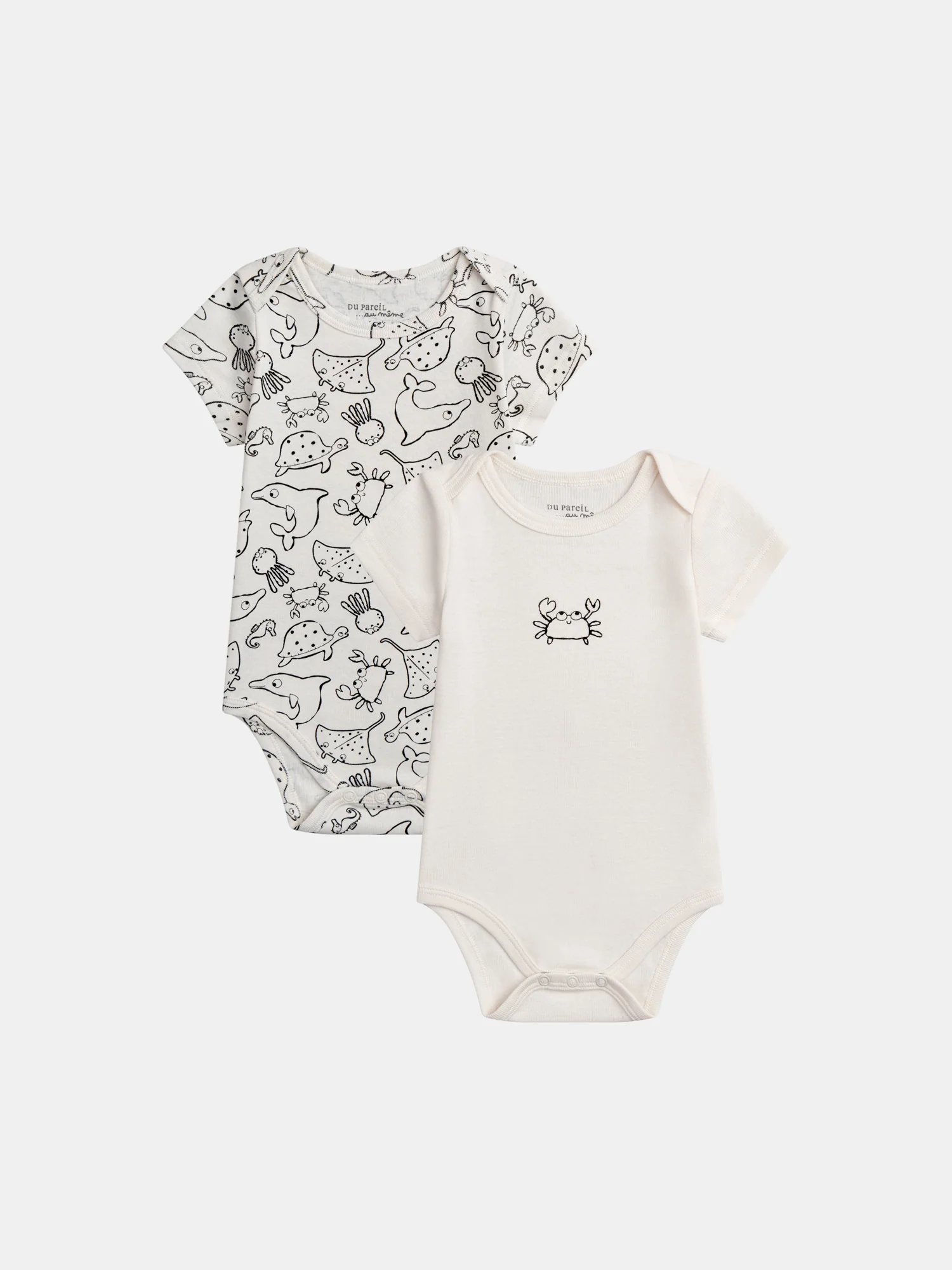 Set di 2 body vaniglia "Animali Marini" a maniche corte per bambino