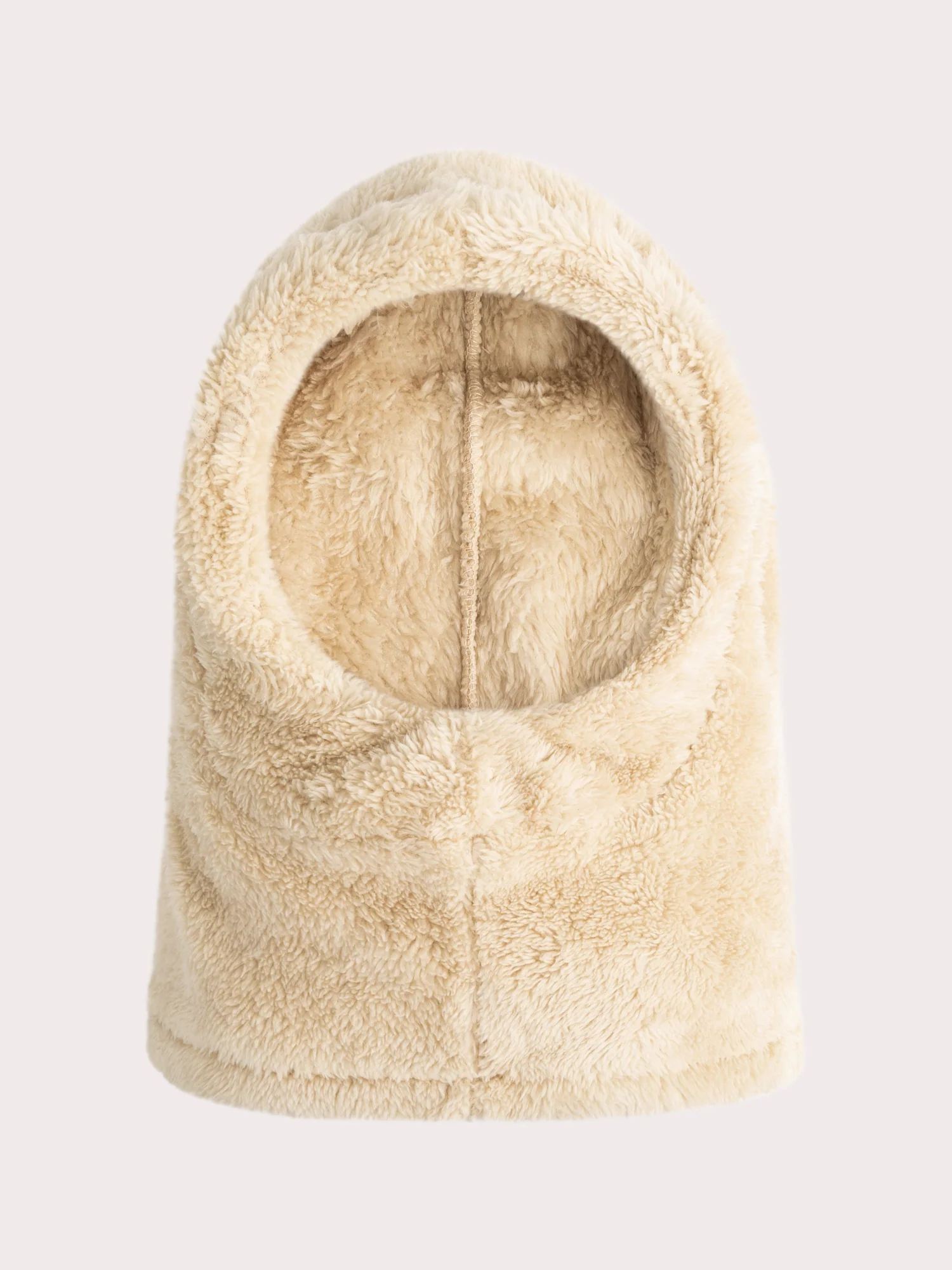 Cagoule beige in pelliccia finta