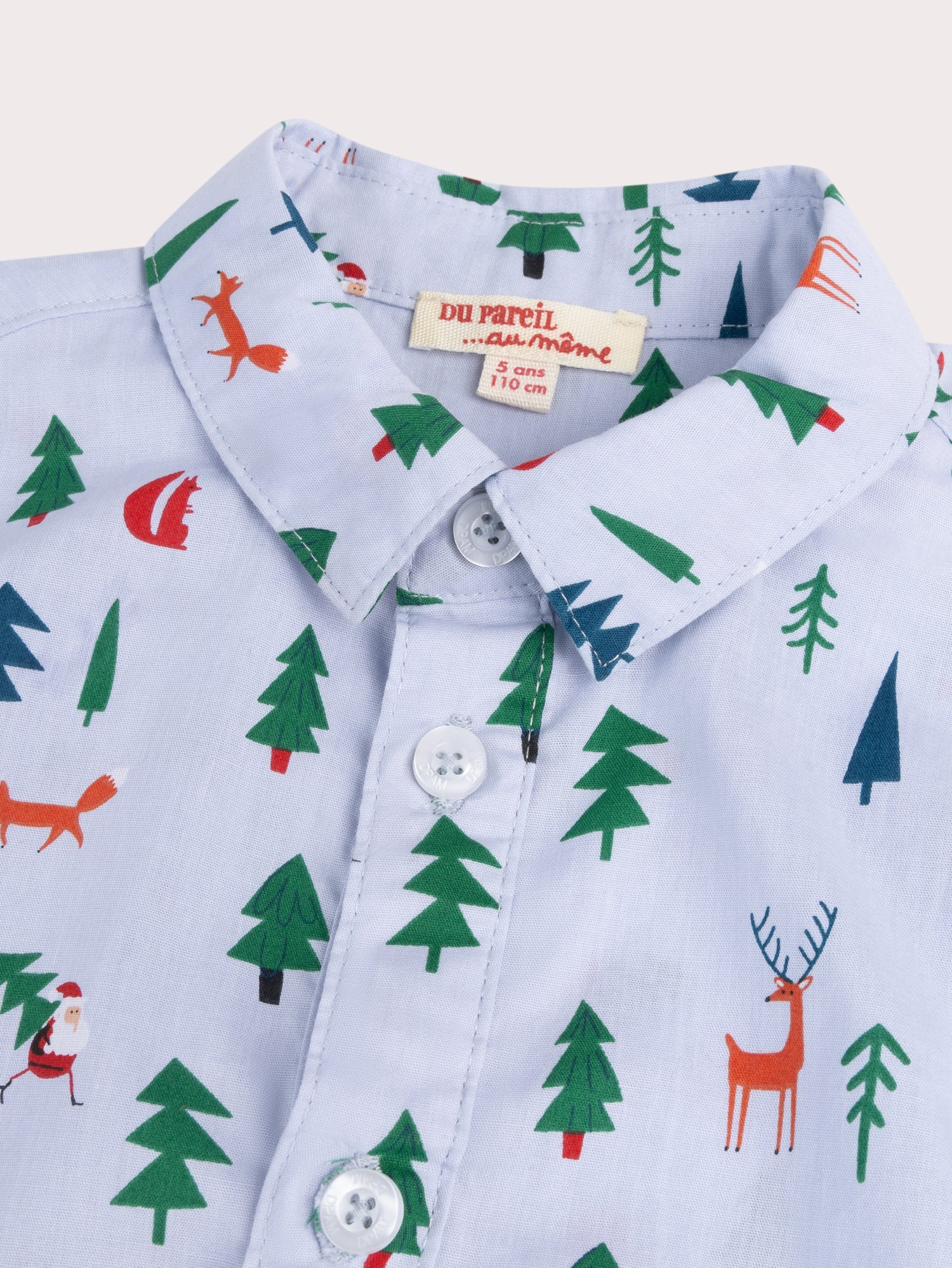 Camicia a Maniche Corte Blu Stampata con Fiocco - Image 2