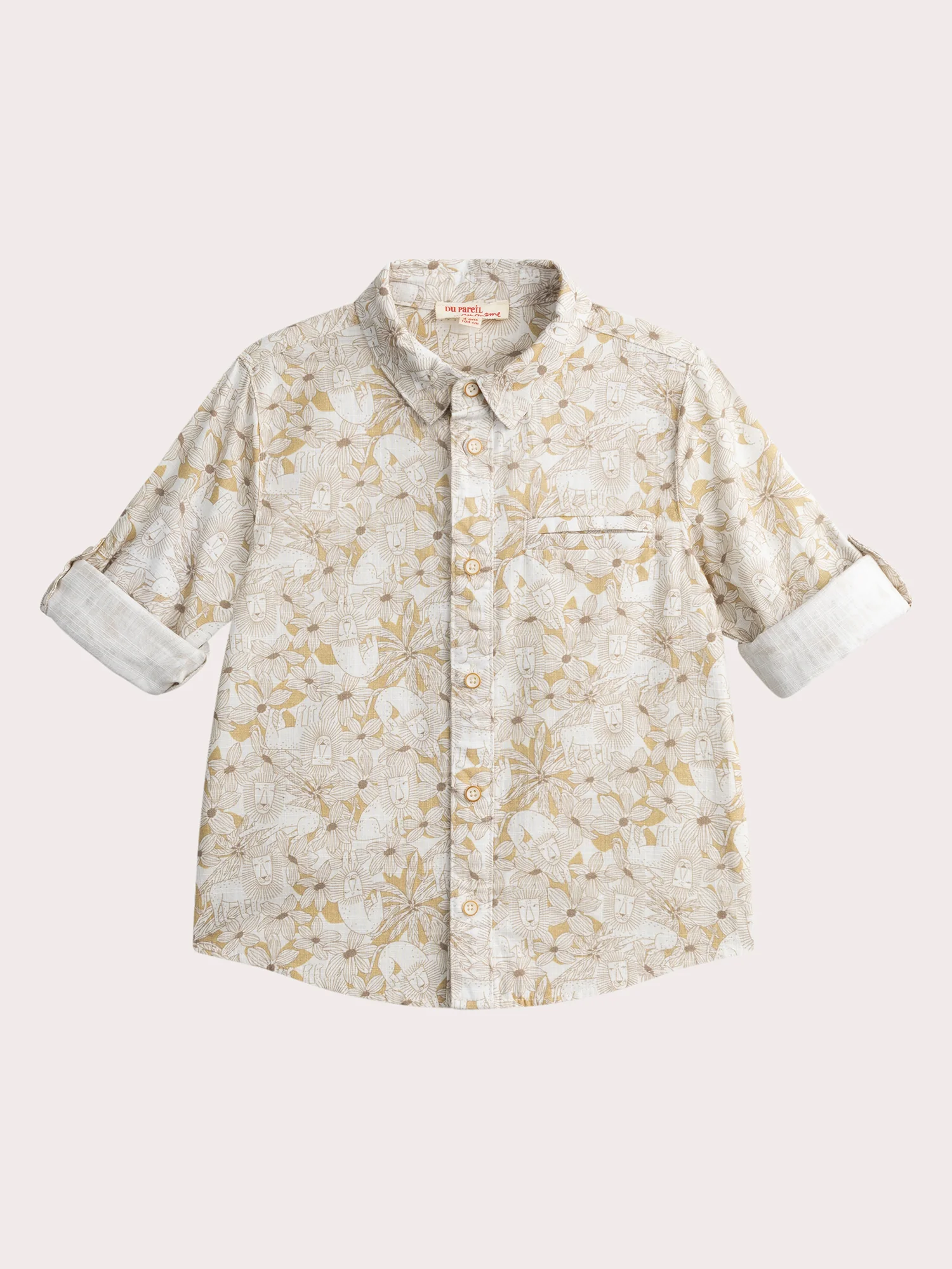 Camicia a maniche lunghe con stampa di leoni