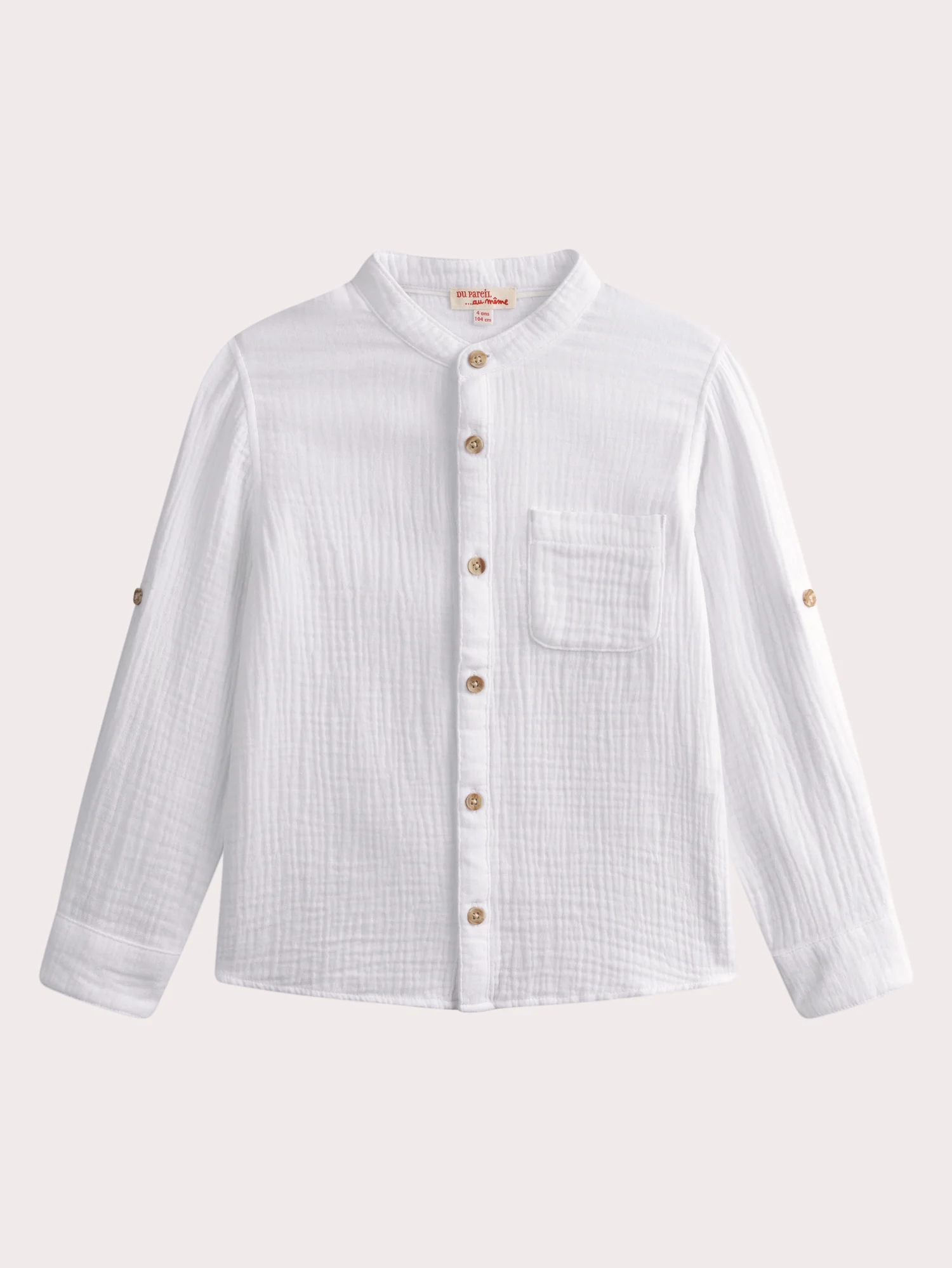Camicia bianca a maniche lunghe in gaza di cotone - Image 2