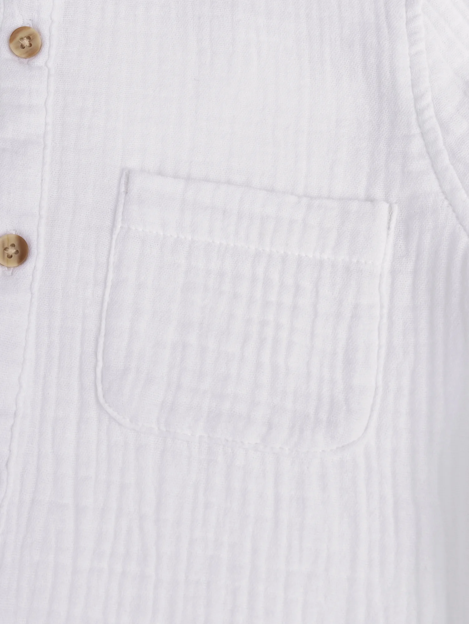 Camicia bianca a maniche lunghe in gaza di cotone - Image 3