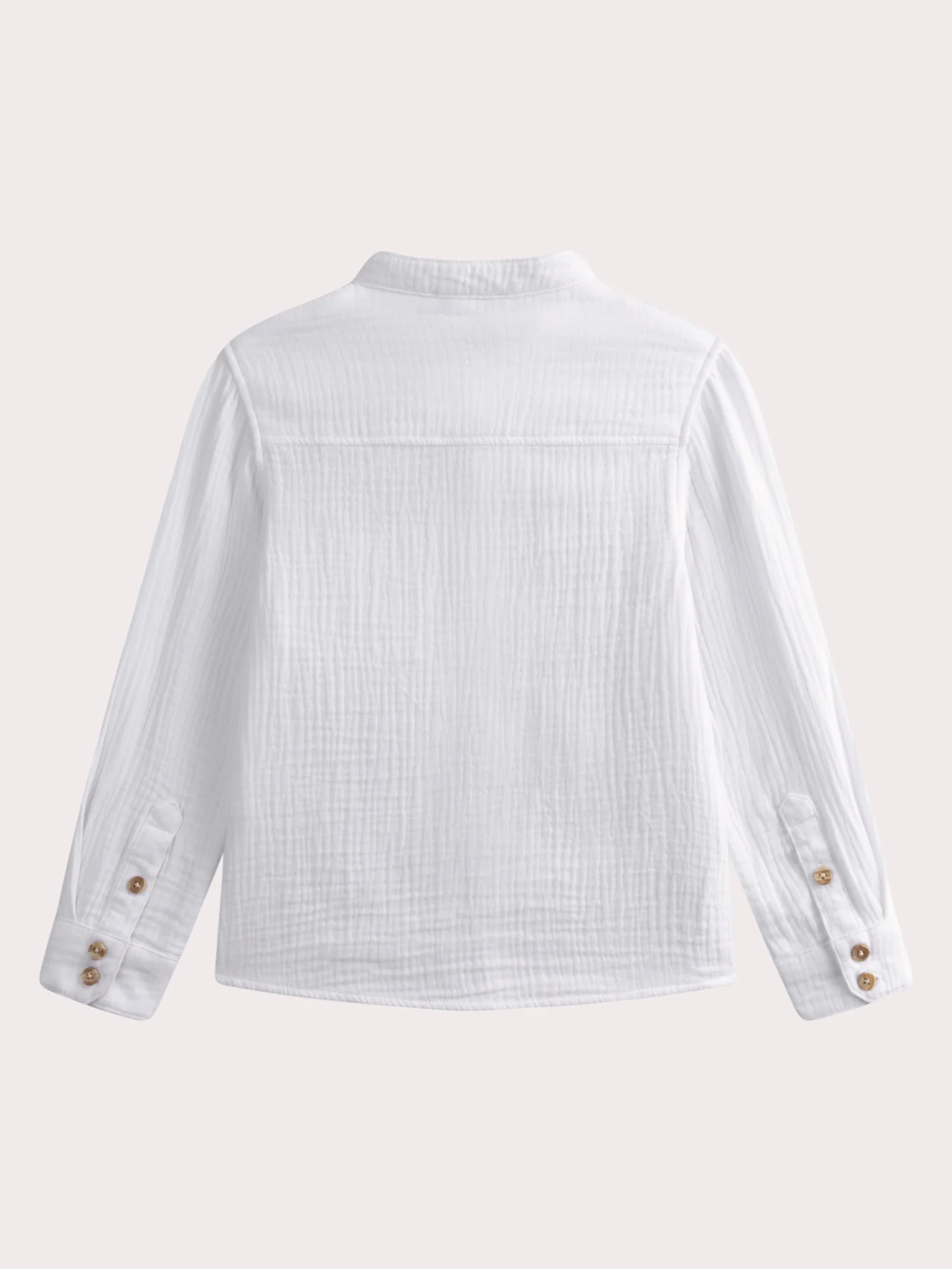 Camicia bianca a maniche lunghe in gaza di cotone - Image 4