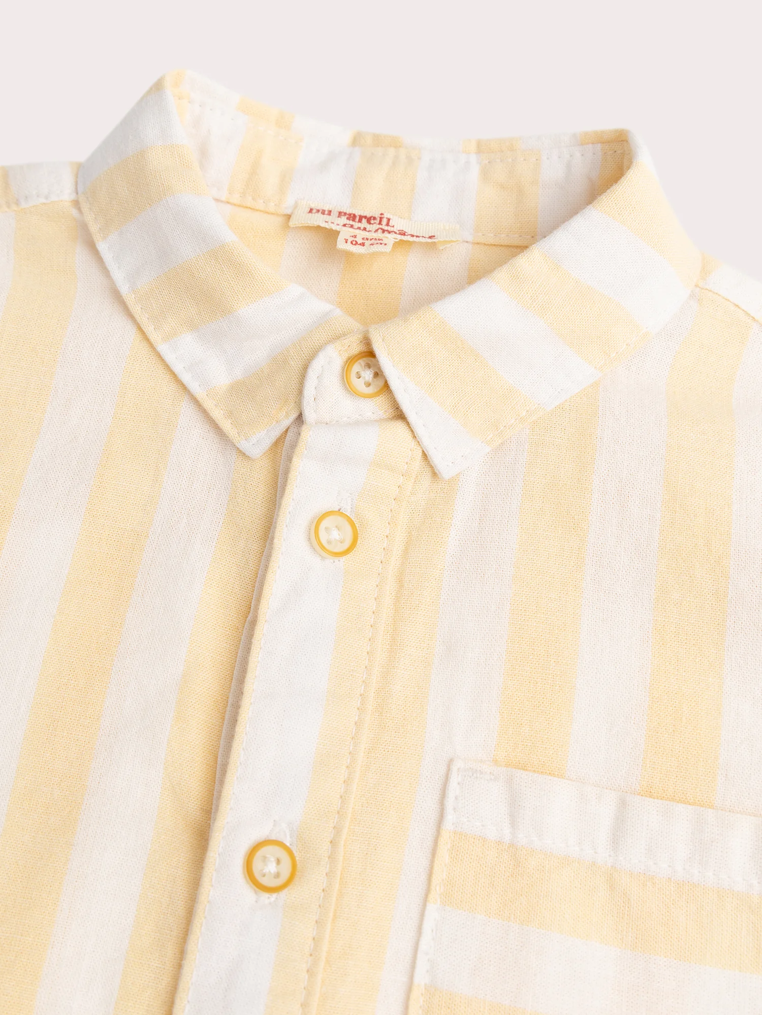 Camicia Bianca a Maniche Lunghe con Strisce Gialle - Image 3