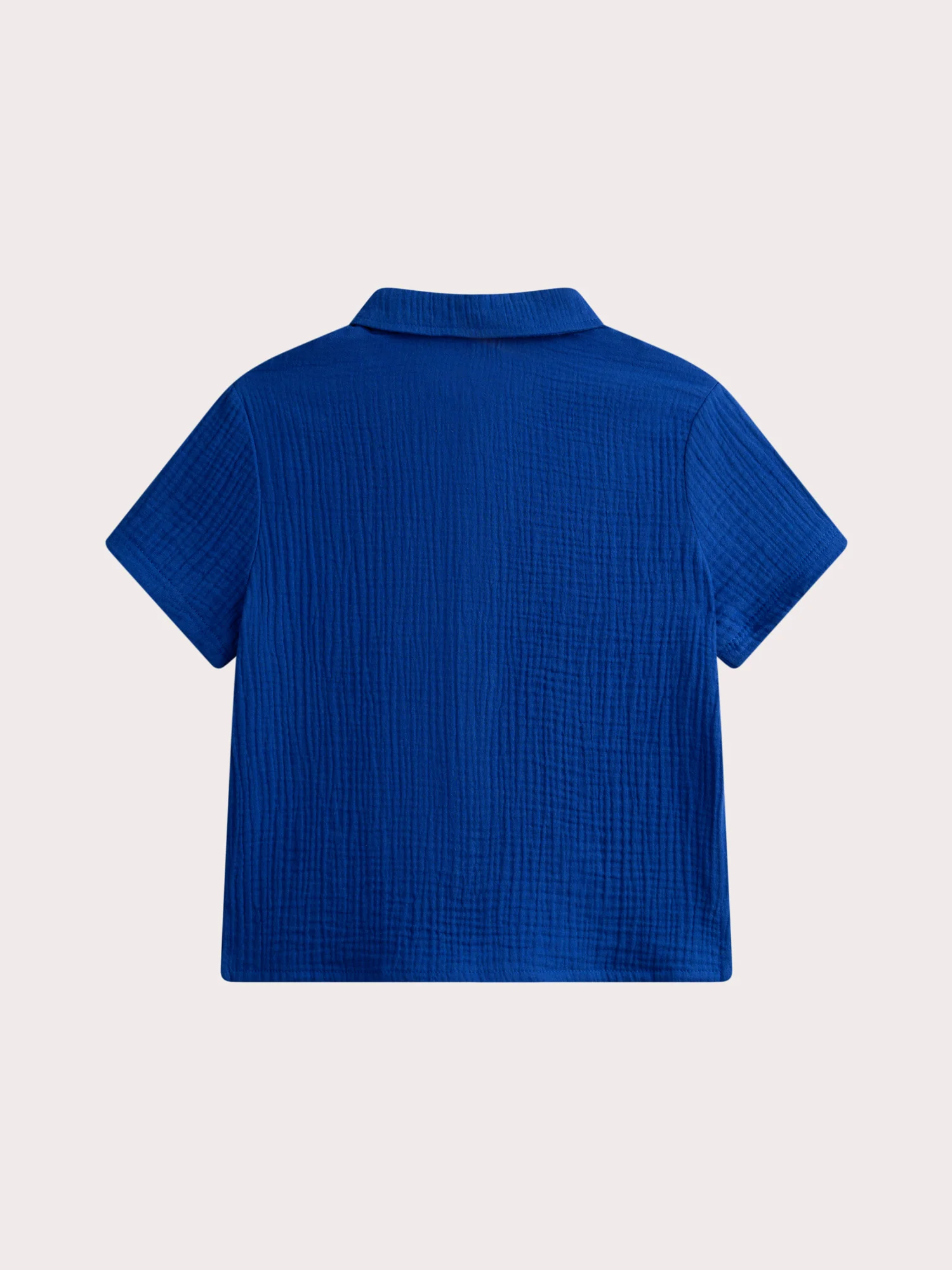 Camicia blu oversize in garza di cotone - Image 3