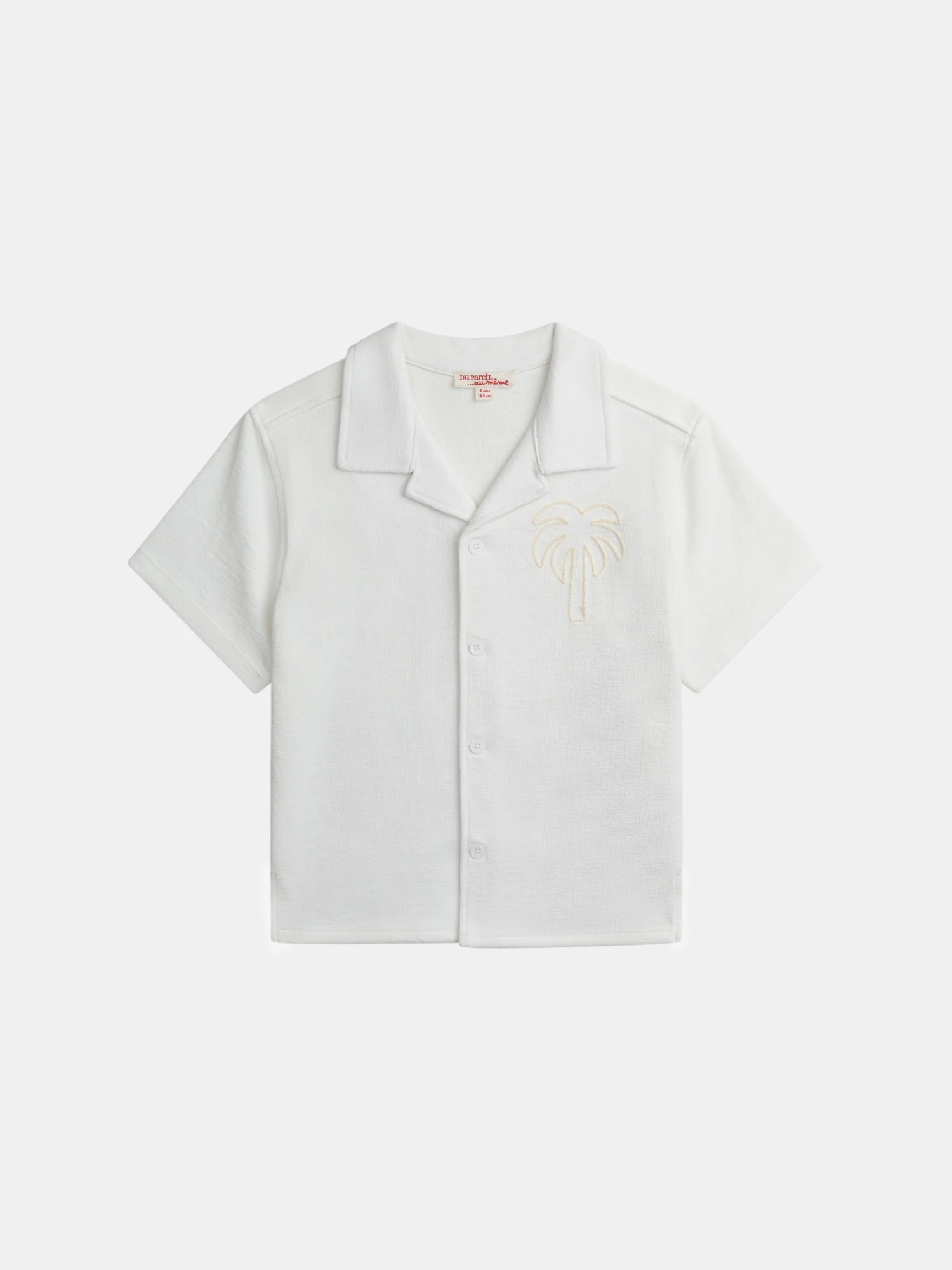 Camicia corta crema con ricamo per bambini