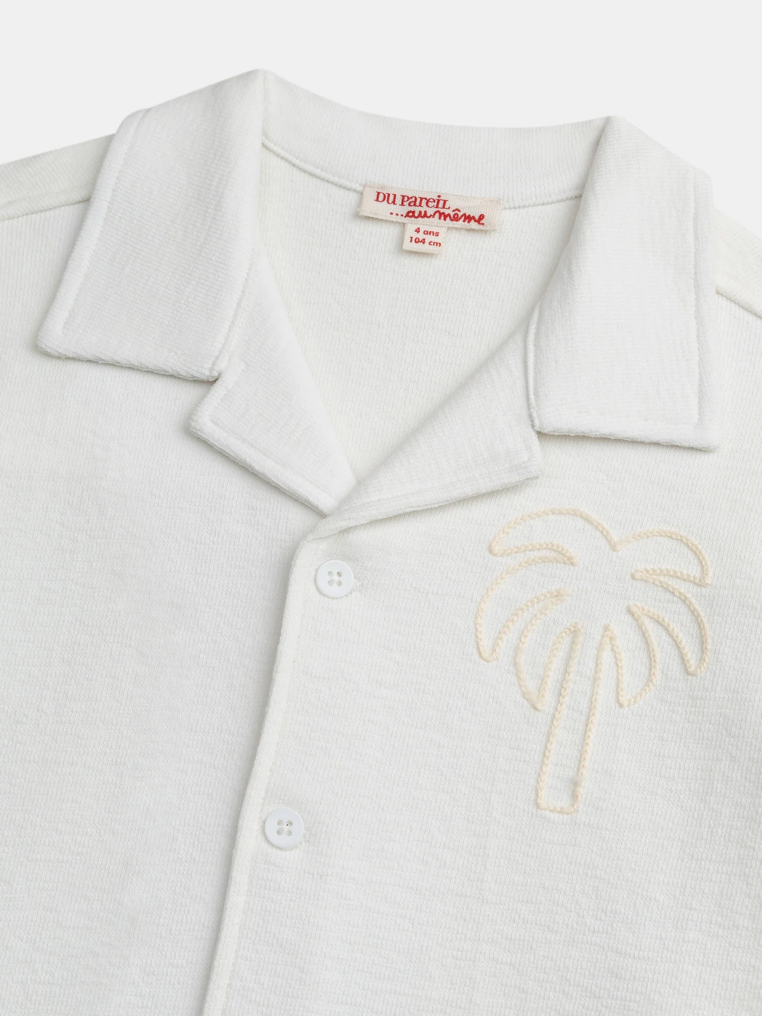 Camicia corta crema con ricamo per bambini - Image 2