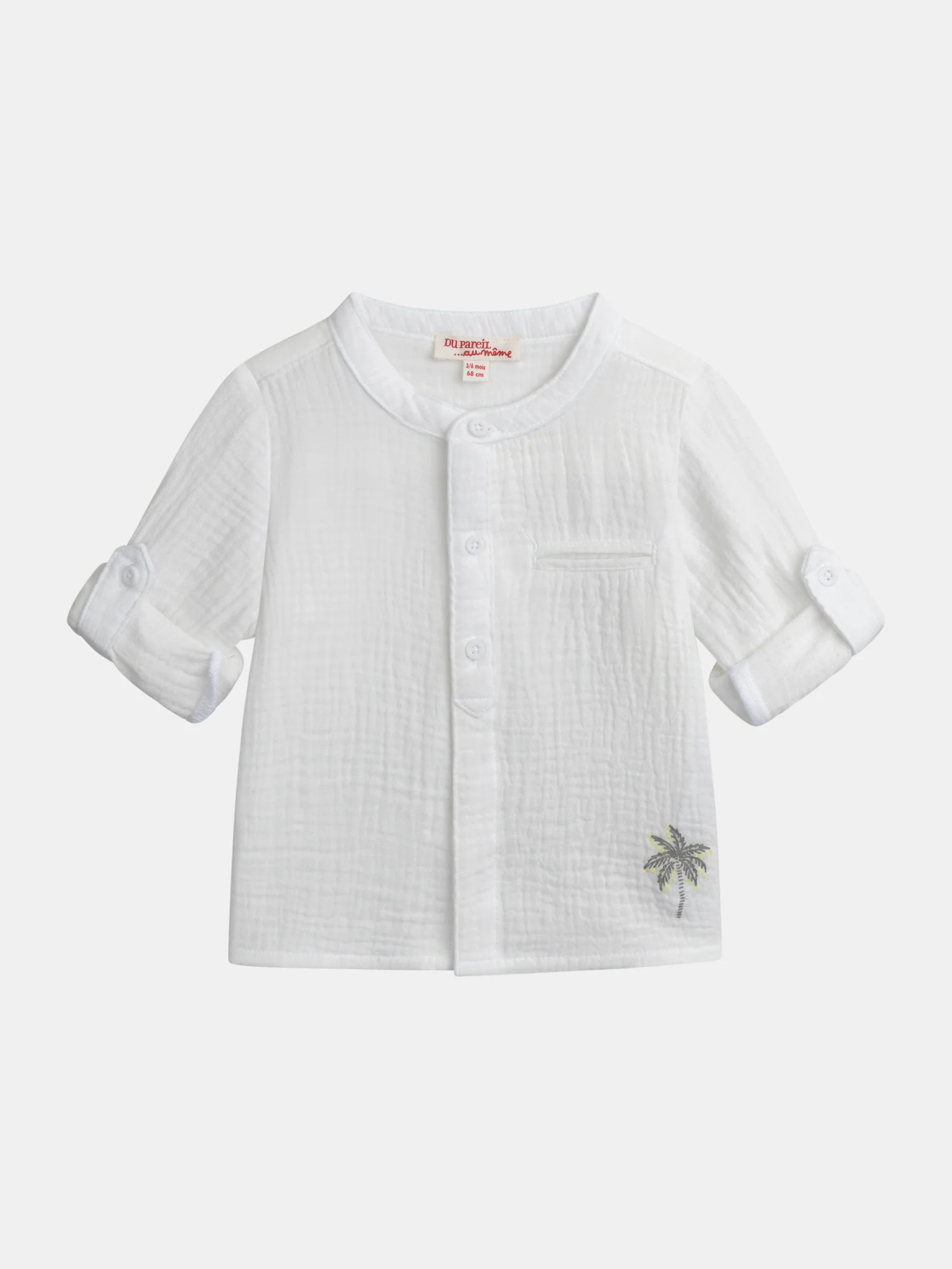 Camicia ecru con ricamo di palma per bambino