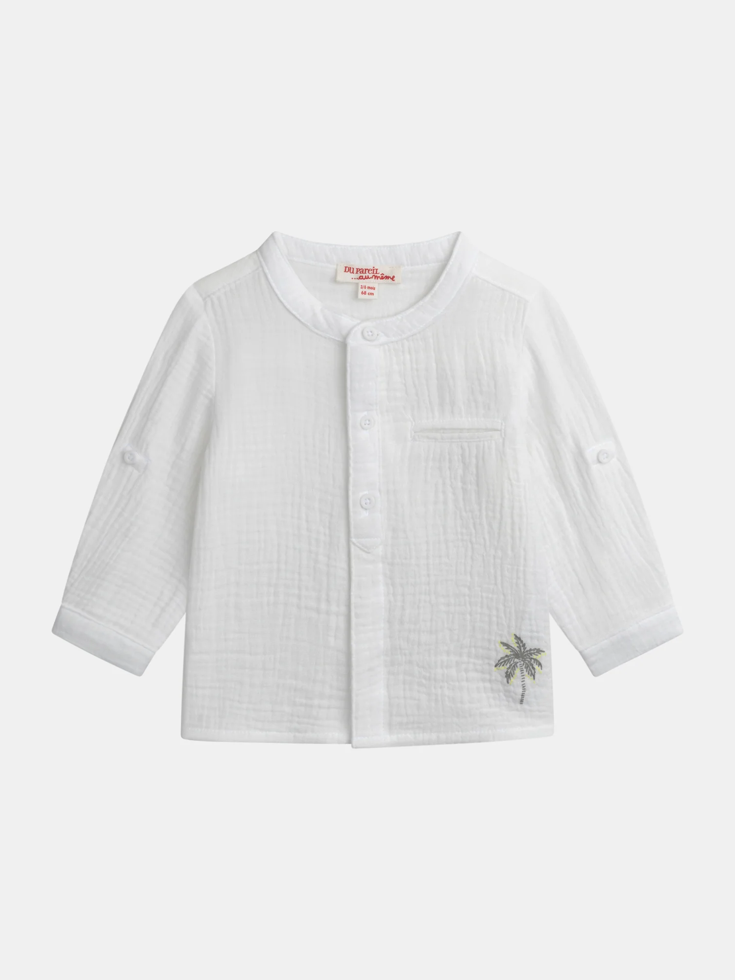 Camicia ecru con ricamo di palma per bambino - Image 2