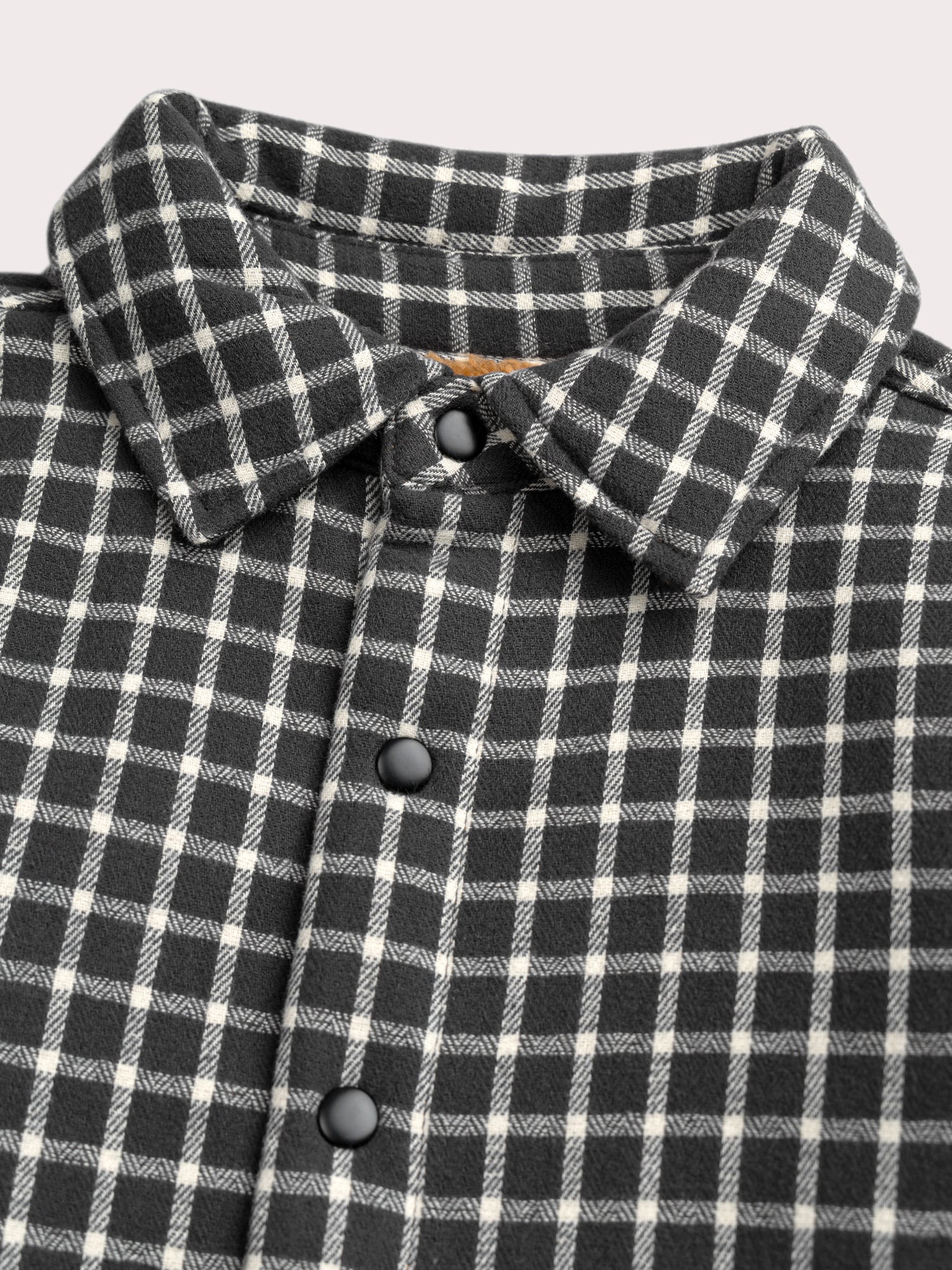 Camicia grigia a quadri foderata calda - Image 3