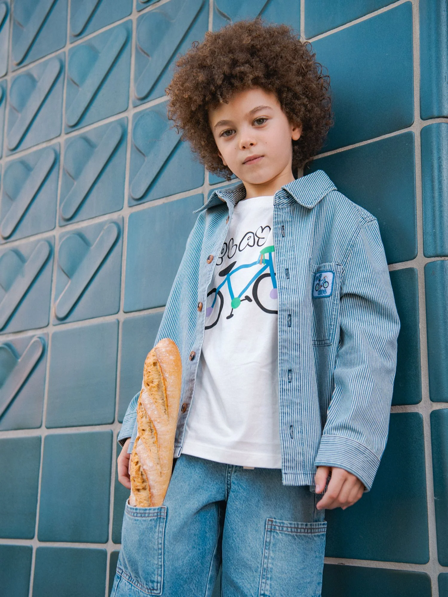 Camicia in Denim a Righe Blu e Bianche per Bambini - Image 4