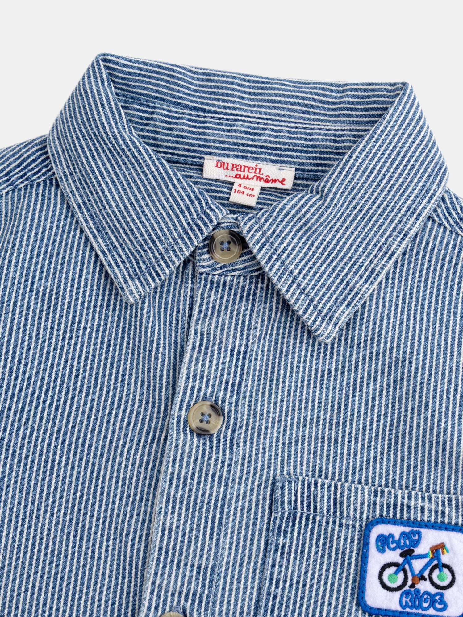 Camicia in Denim a Righe Blu e Bianche per Bambini - Image 5
