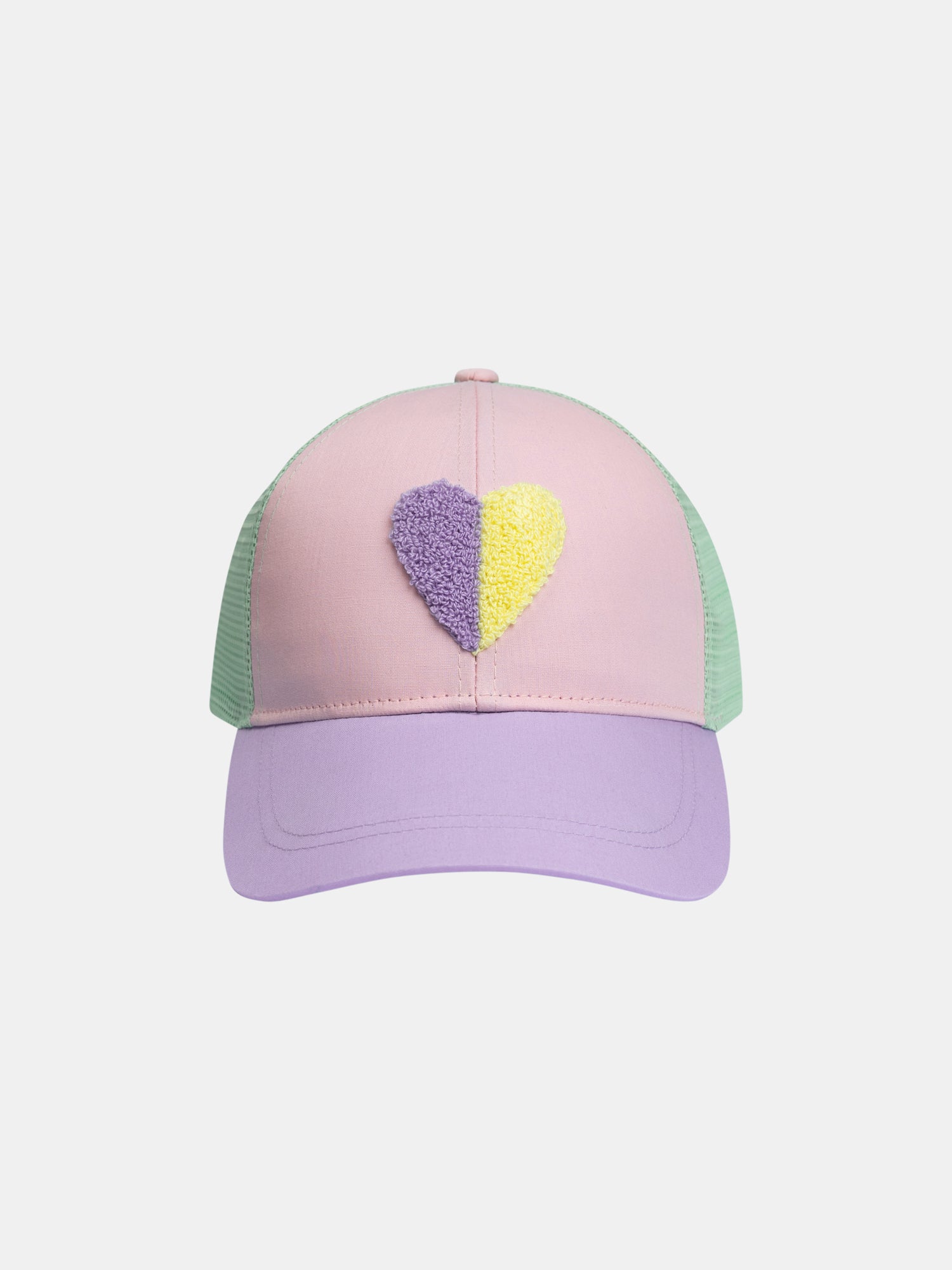 Cappellino Color Block con Cuore per Bambine