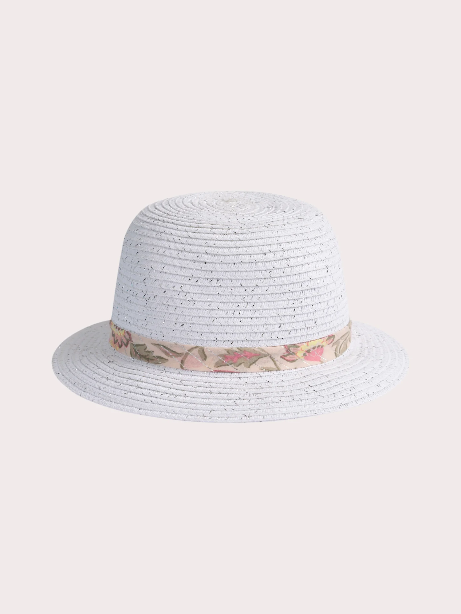 Cappello di paglia bianco per neonata