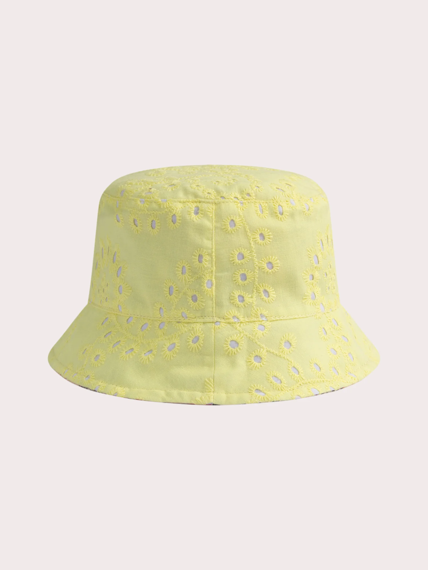 Cappello reversibile giallo con stampa floreale per ragazza - Image 3