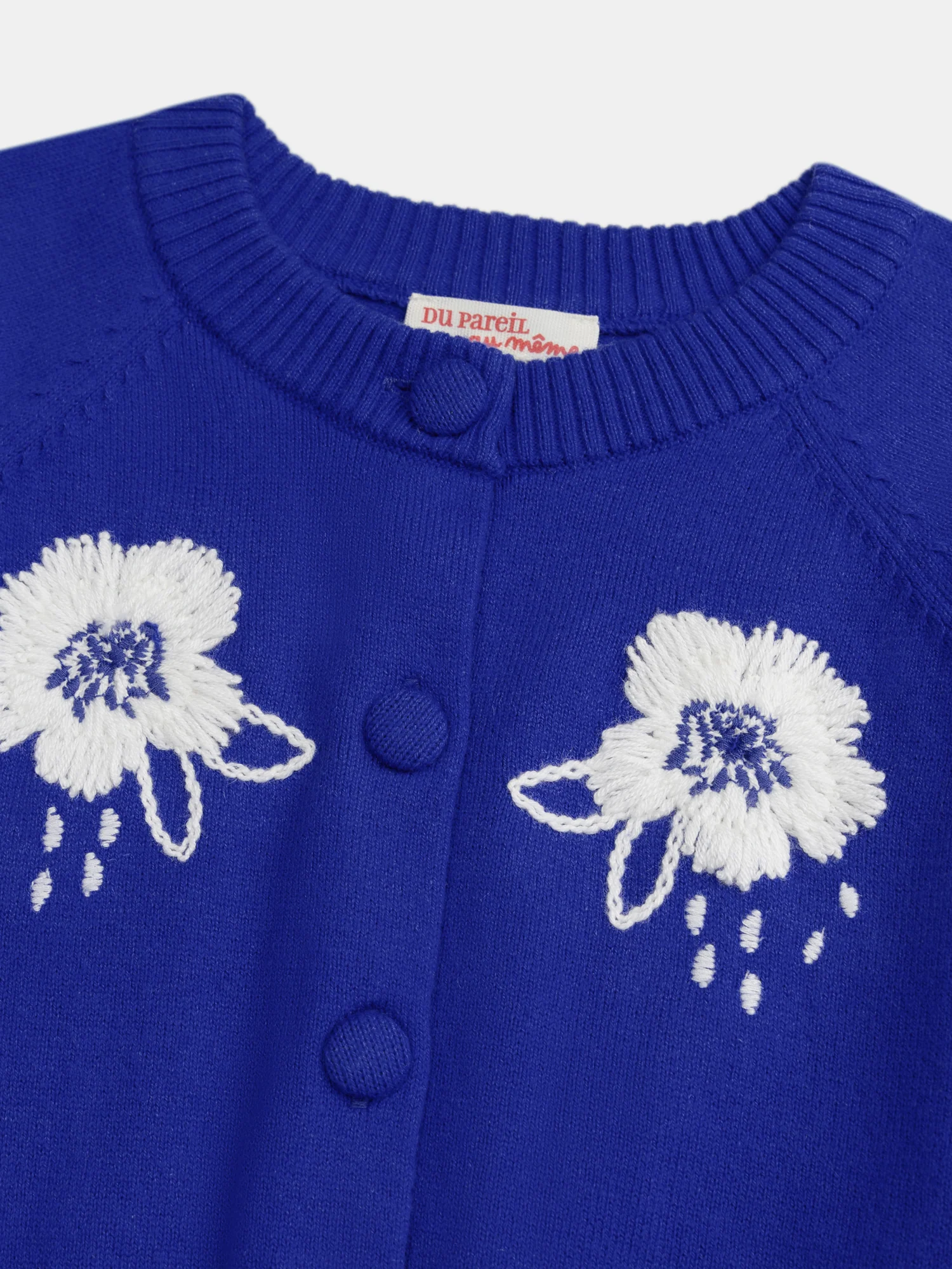 Cardigan blu con ricamo di fiori per ragazze - Image 5