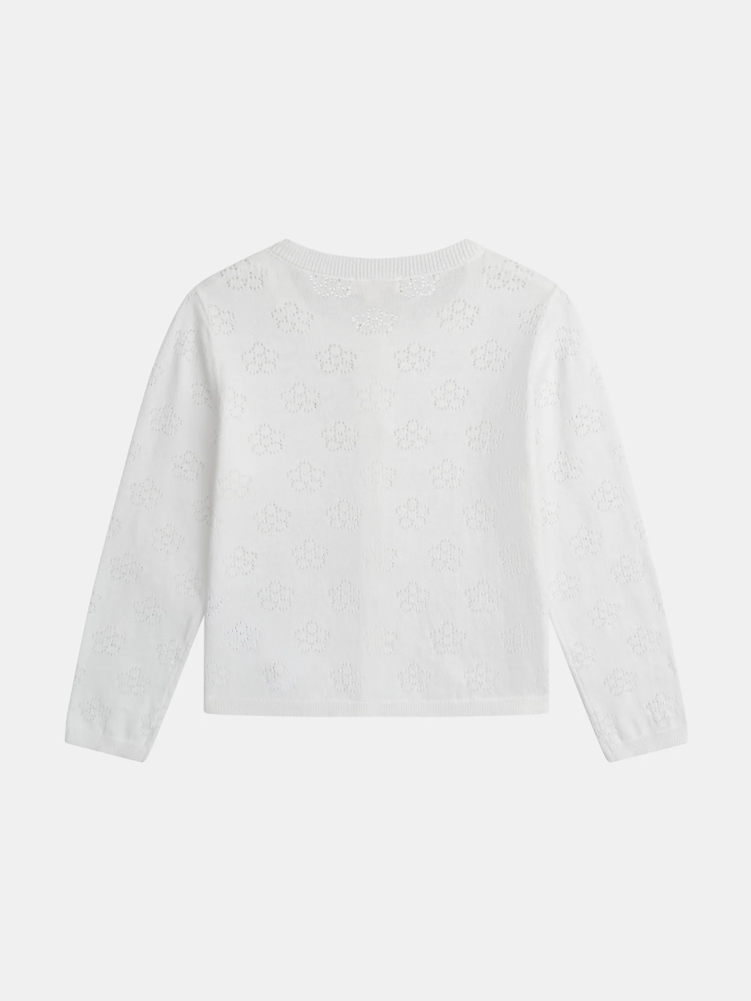 Cardigan ecru con punto fiorito per bambine - Image 3