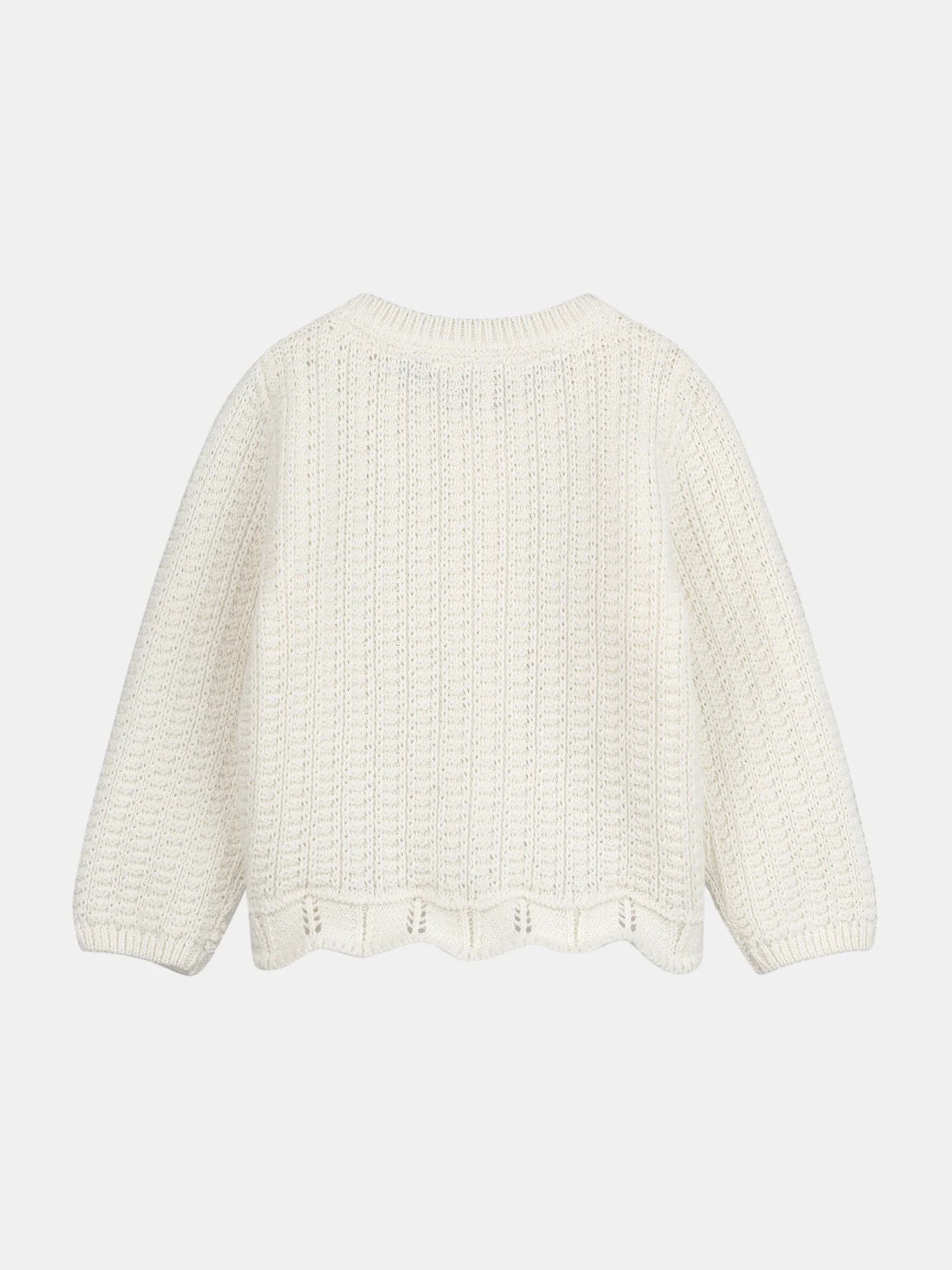 Cardigan ecru in maglia fantasia per bambina - Image 4