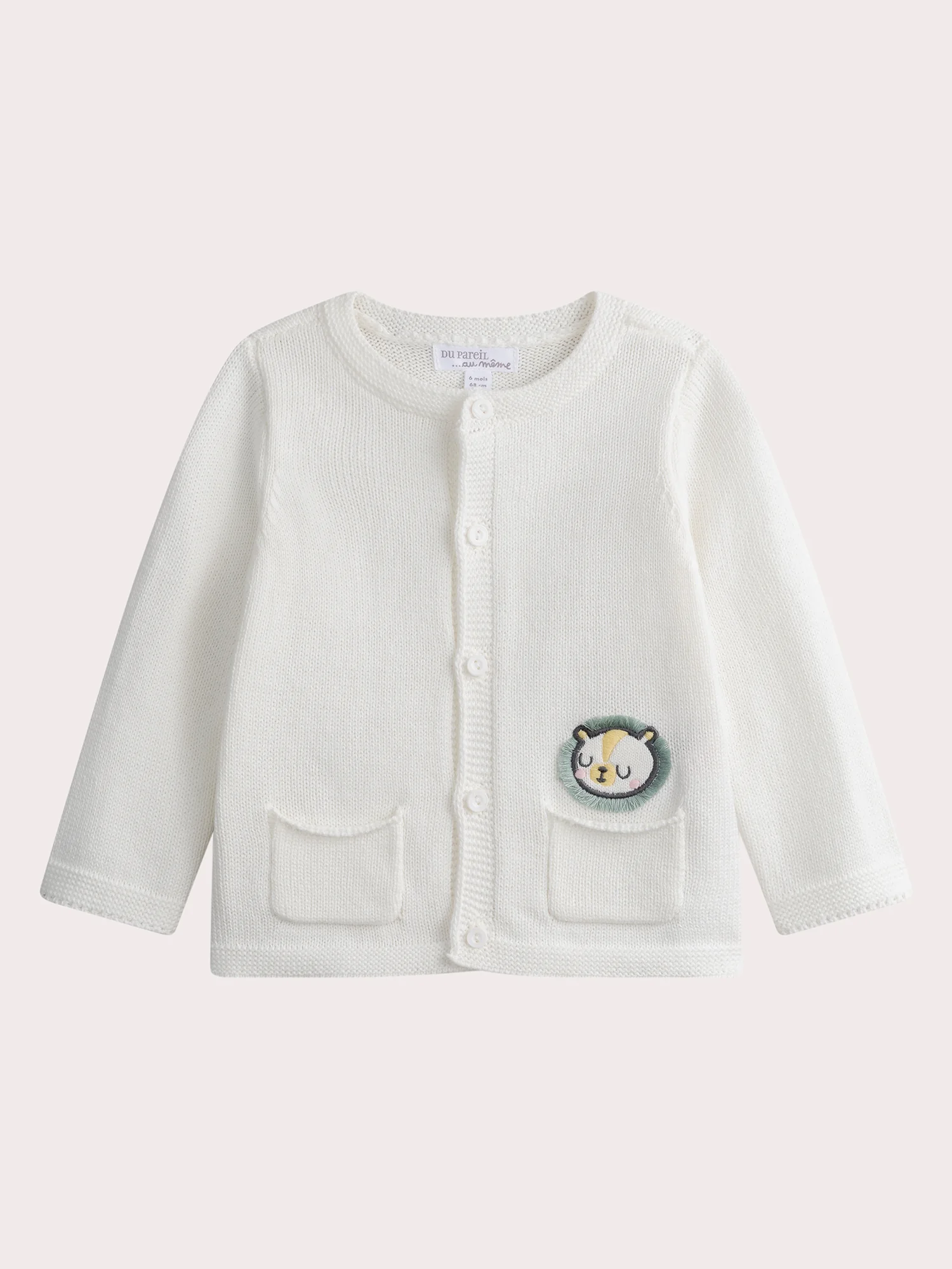 Cardigan ecru in maglia per neonati