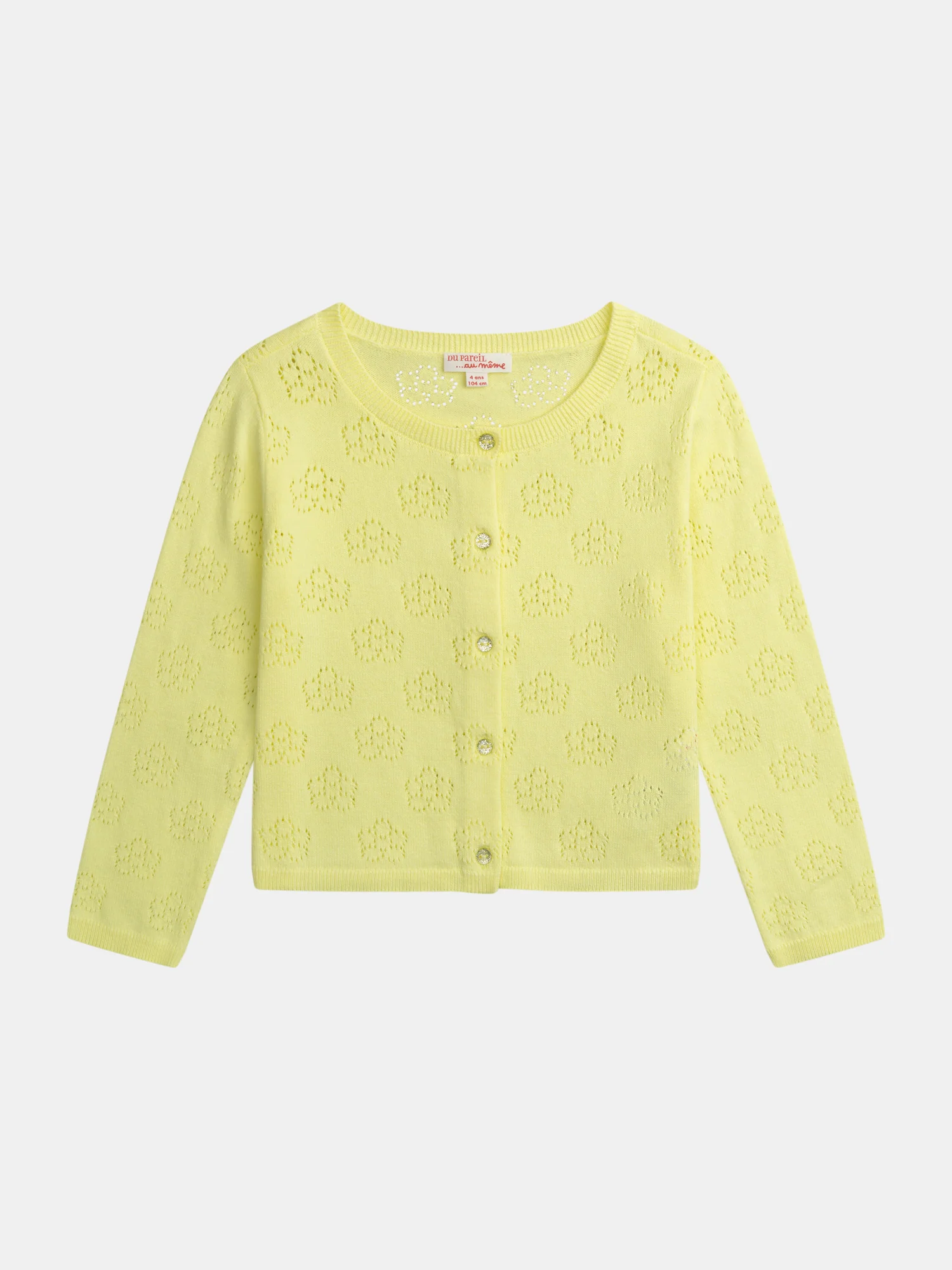 Cardigan giallo pallido con pizzo per ragazze