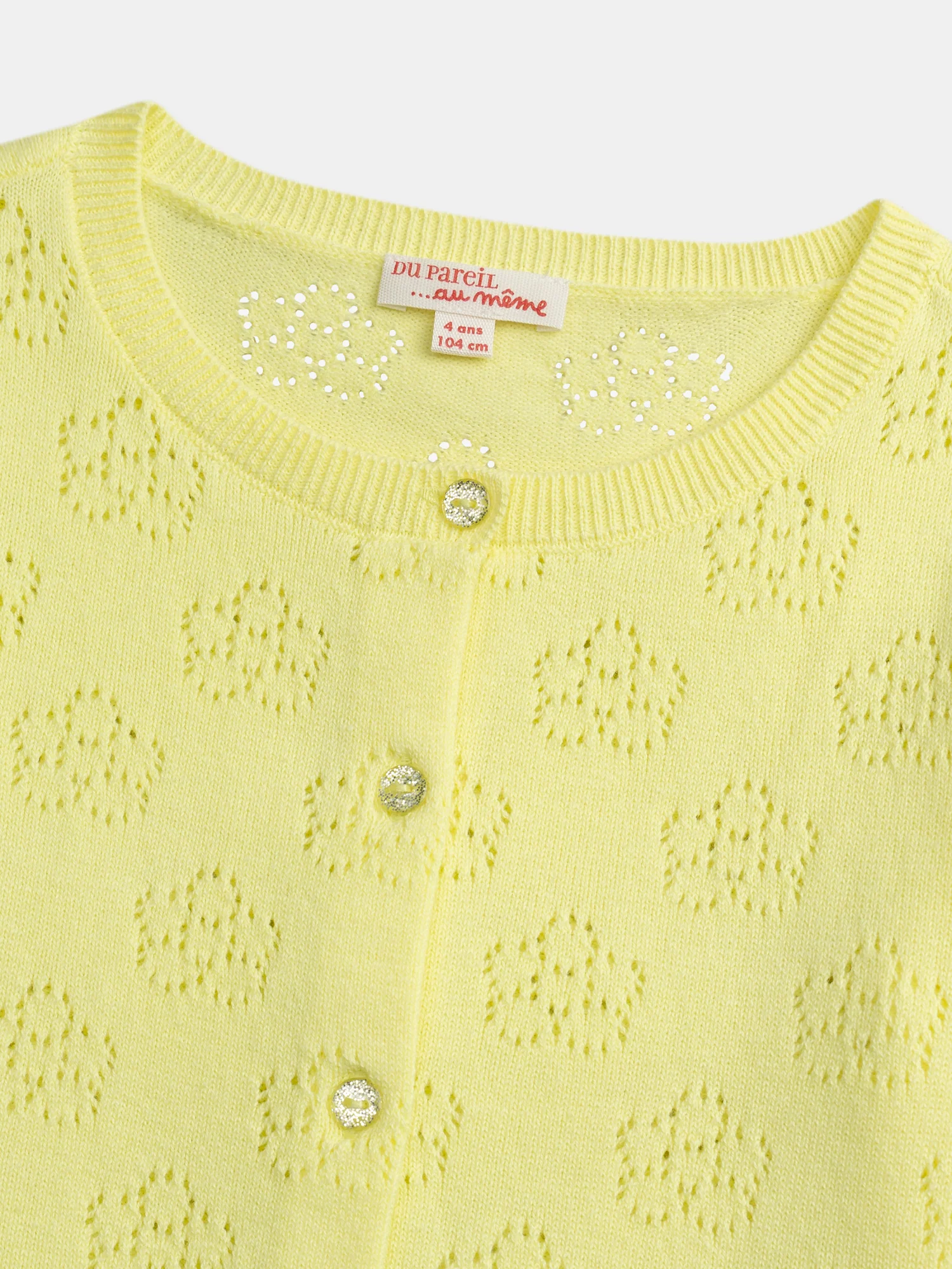 Cardigan giallo pallido con pizzo per ragazze - Image 2