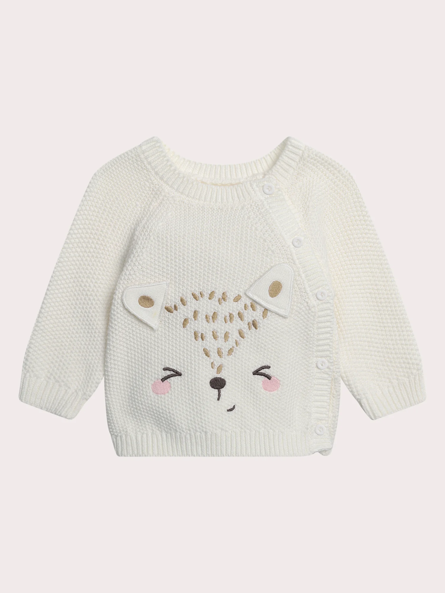 Cardigan di nascita in maglia con motivo volpe