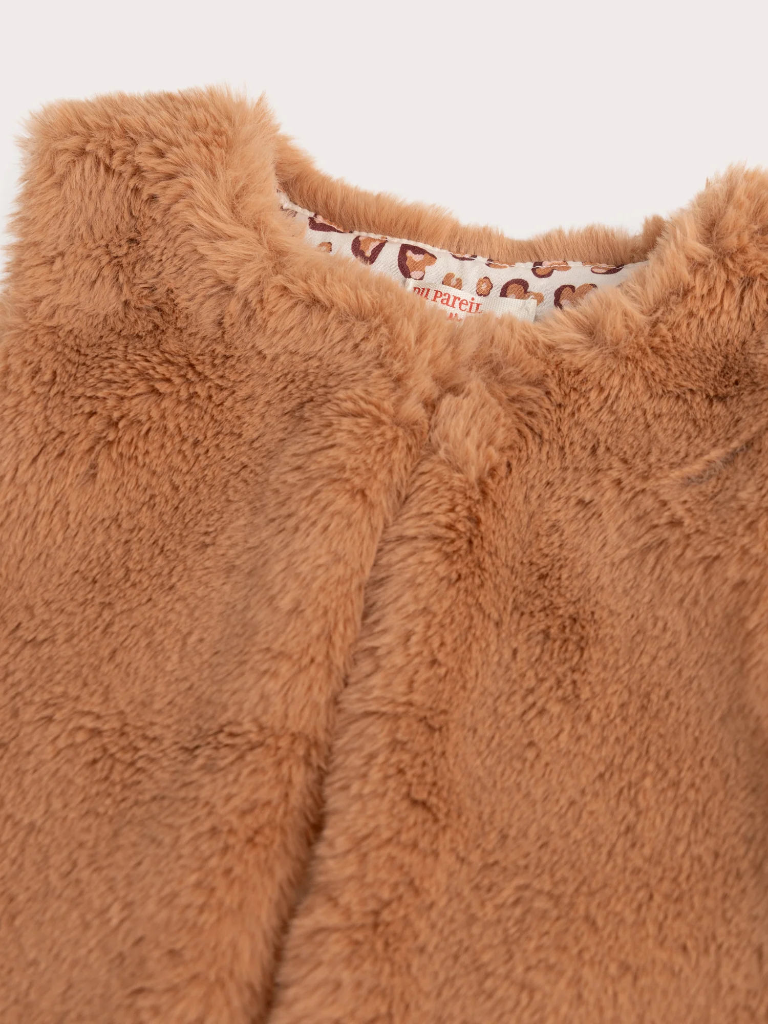 Cardigan reversibile in pelliccia marrone per ragazza - Image 3