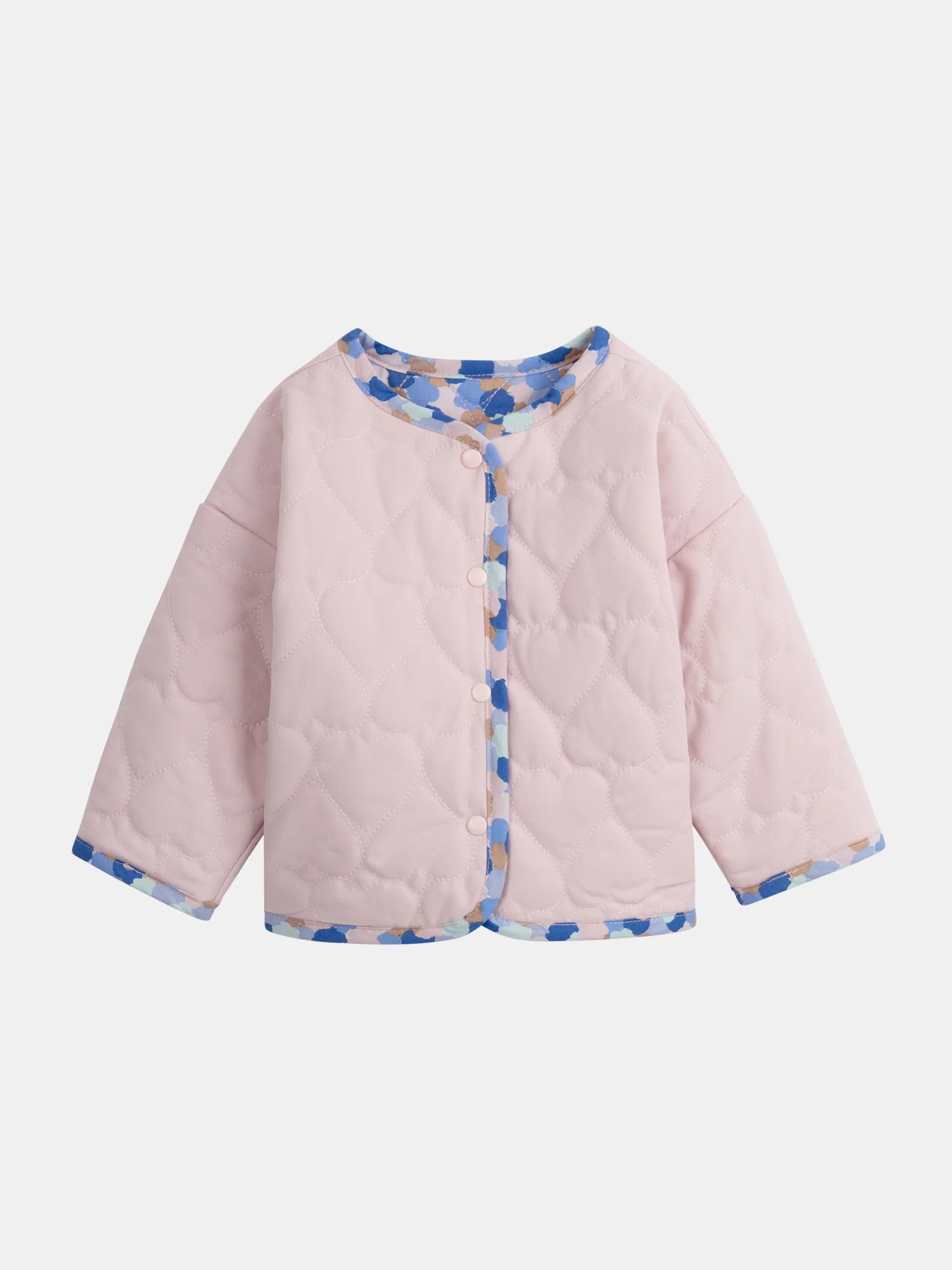 Cardigan reversibile rosa imbottito a cuori per bambina - Image 7
